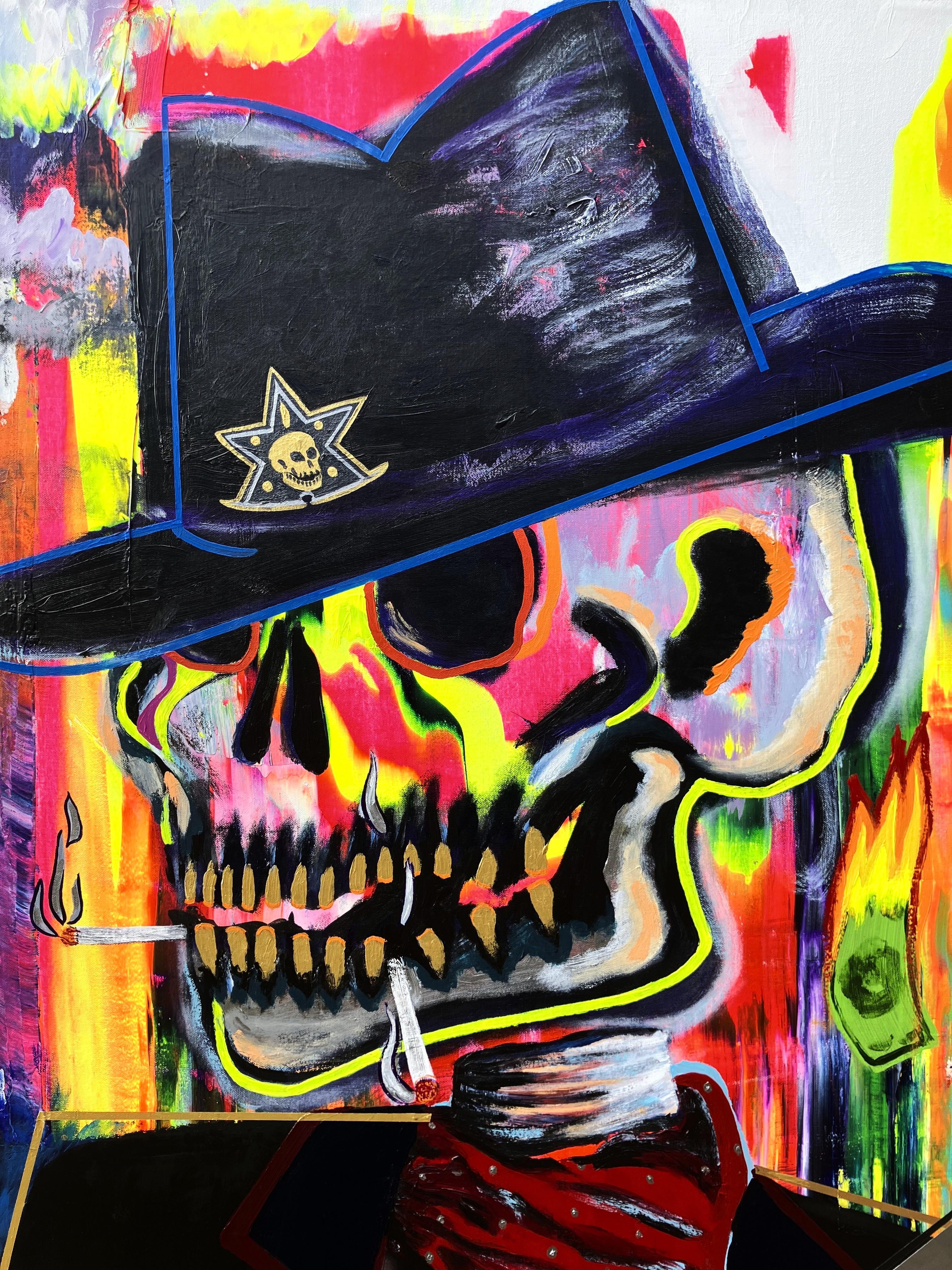 En avant /// Jack Graves Wild Western Bandit Outlaw Funny Desert Skeleton Paint en vente 4