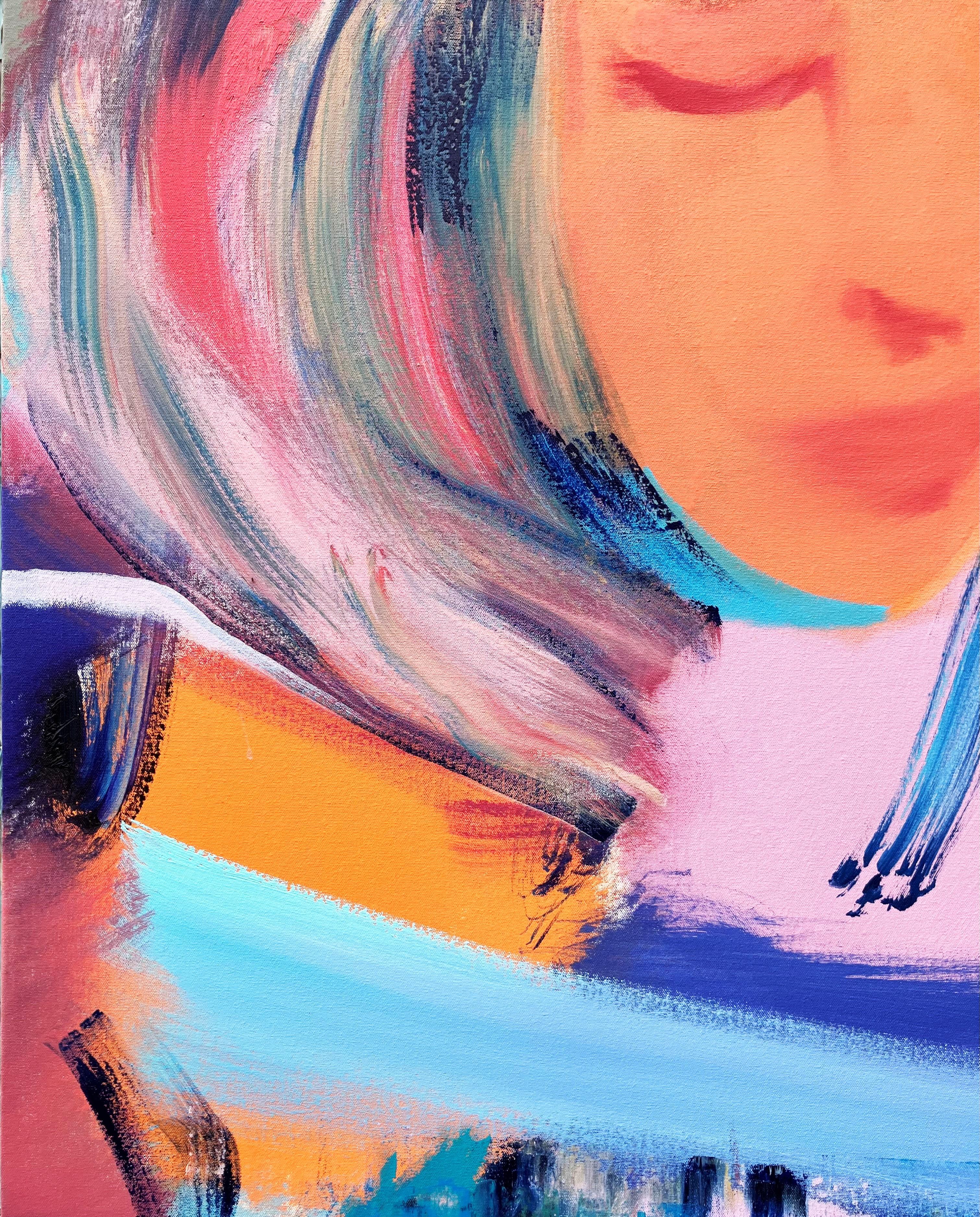 Ragazza che legge fuori /// Pittura contemporanea di arte astratta pop di strada Colorata - Painting Espressionismo astratto di Jack Graves III