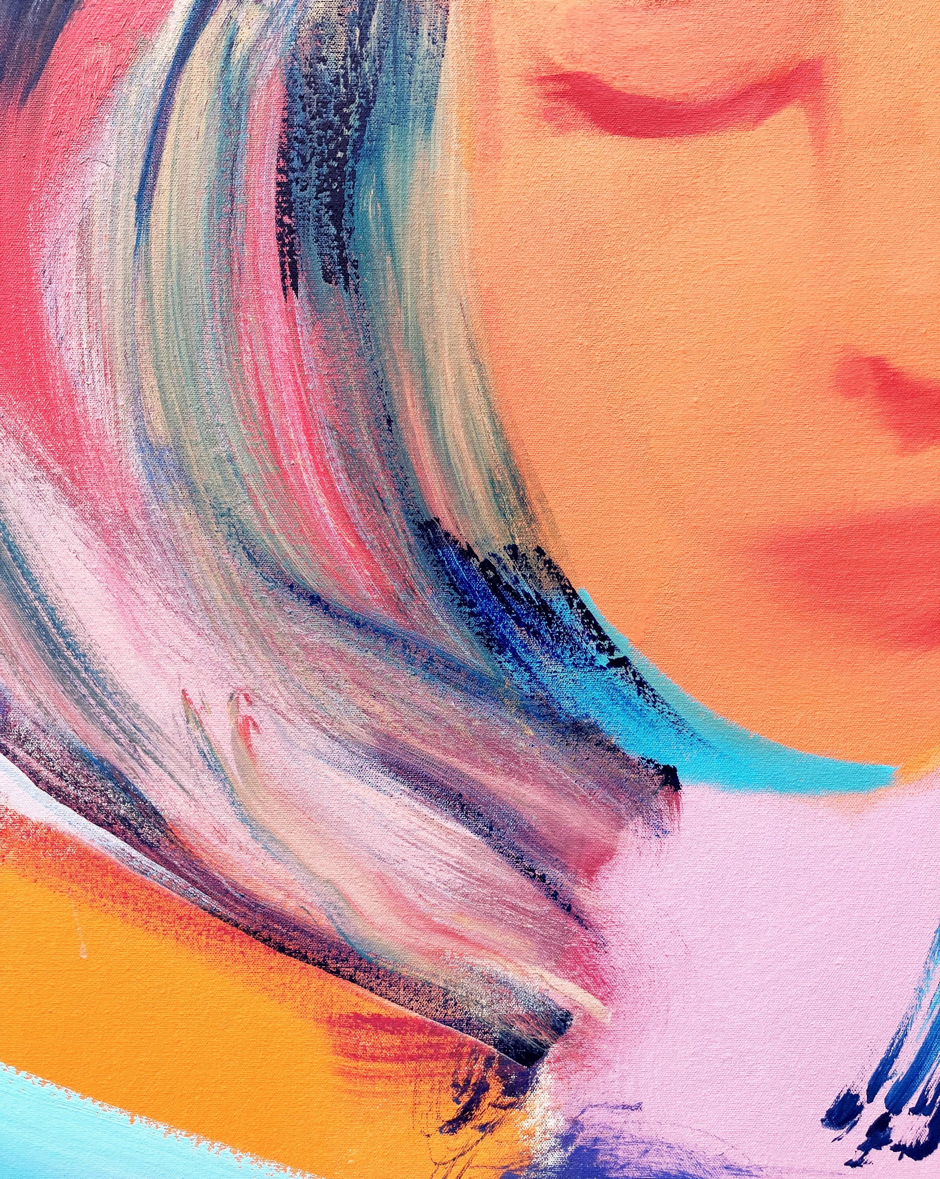 Ragazza che legge fuori /// Pittura contemporanea di arte astratta pop di strada Colorata in vendita 2