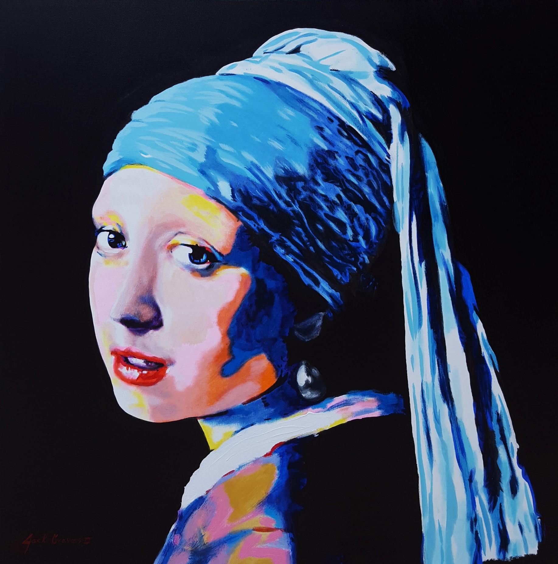 Jack Graves III Portrait Painting - Girl with Pearl Earring Icon (Vermeer)