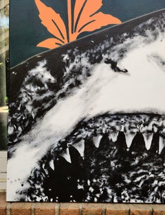 Good Luck Pilgrim! /// Jack Graves Shark Abstract Flowers Contemporary Pop Paint