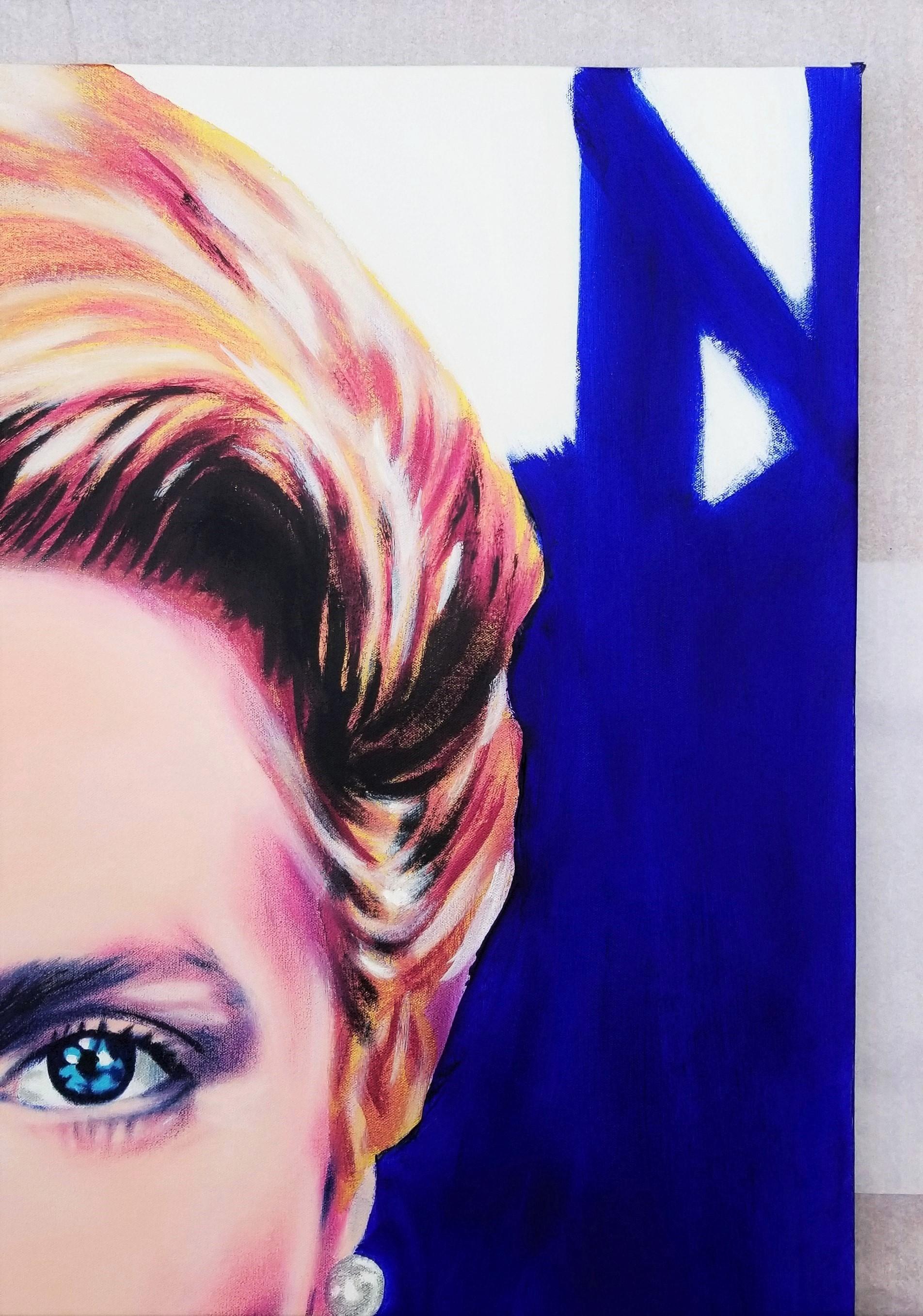 Grace Kelly Icon Platinum /// Contemporary Pop Painting Actress Fashion Model - Beige Portrait Painting by Jack Graves III