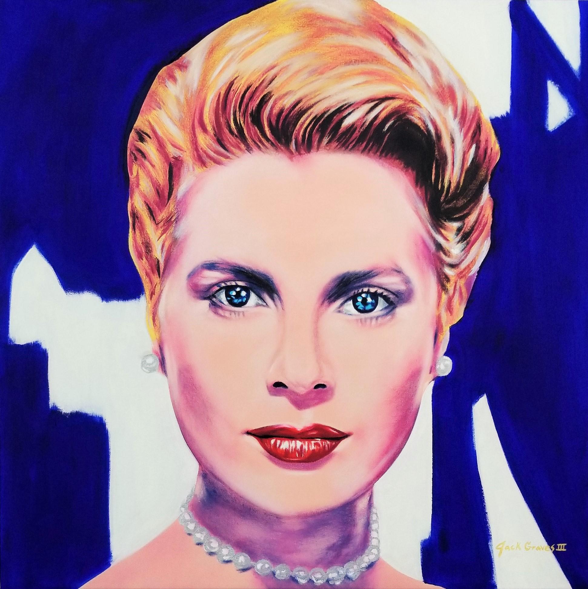 Jack Graves III Portrait Painting - Grace Kelly Icon Platinum /// Contemporary Pop Painting Actress Fashion Model
