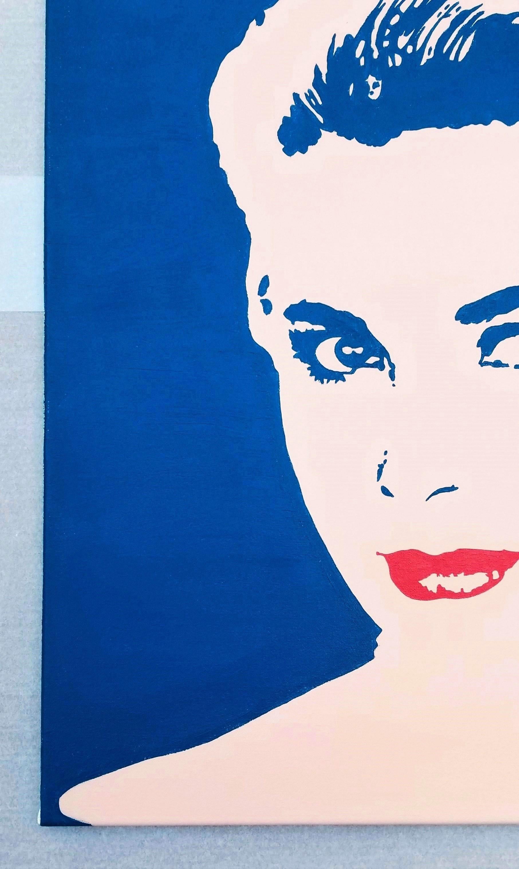 Grace Kelly Icon X /// Contemporary Street Pop Painting Schauspielerin Fashion Model (Blau), Portrait Painting, von Jack Graves III