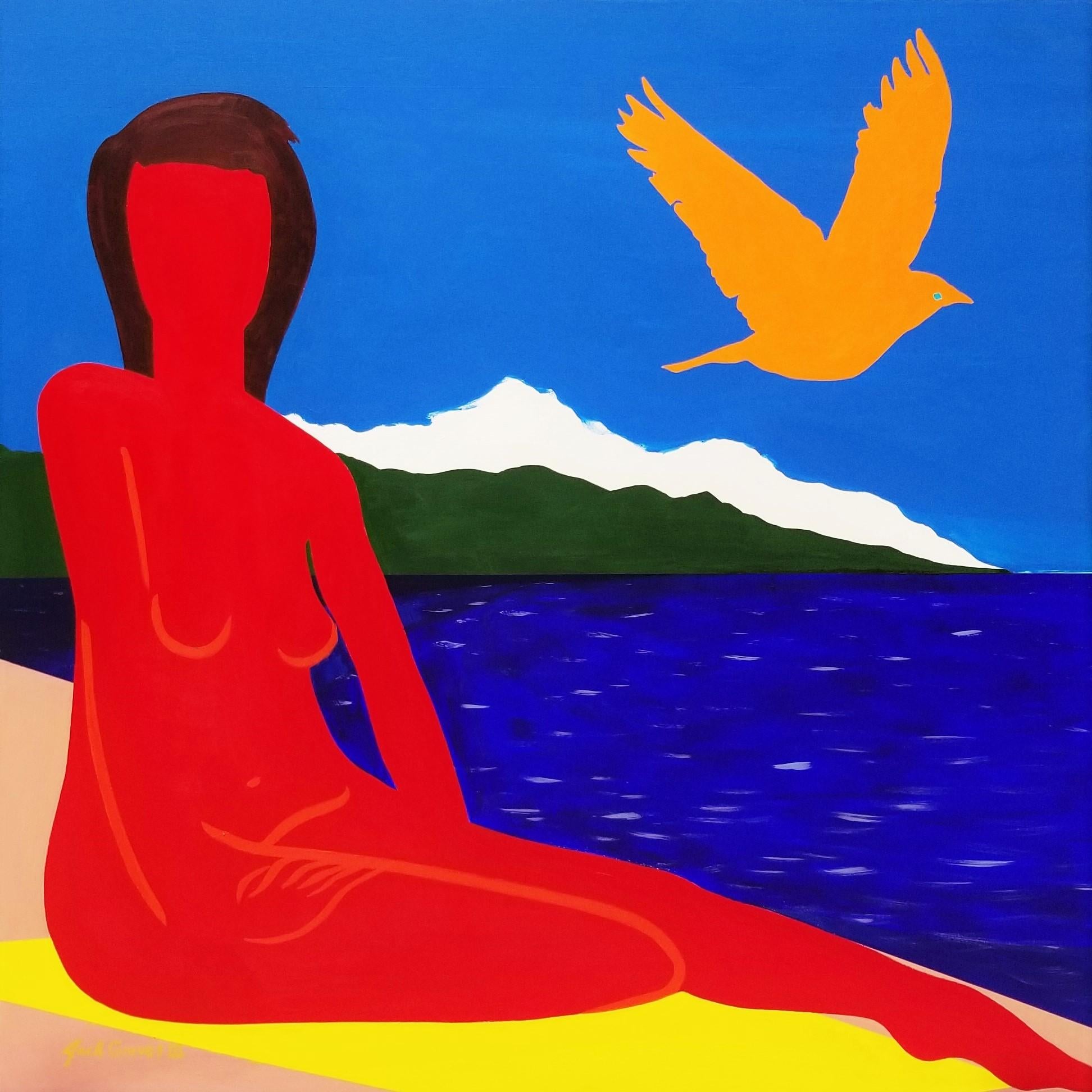 Jack Graves III Nude Painting – Halcyon /// Contemporary Landscape Nude Skyscape Farbige Malerei Surrealismus