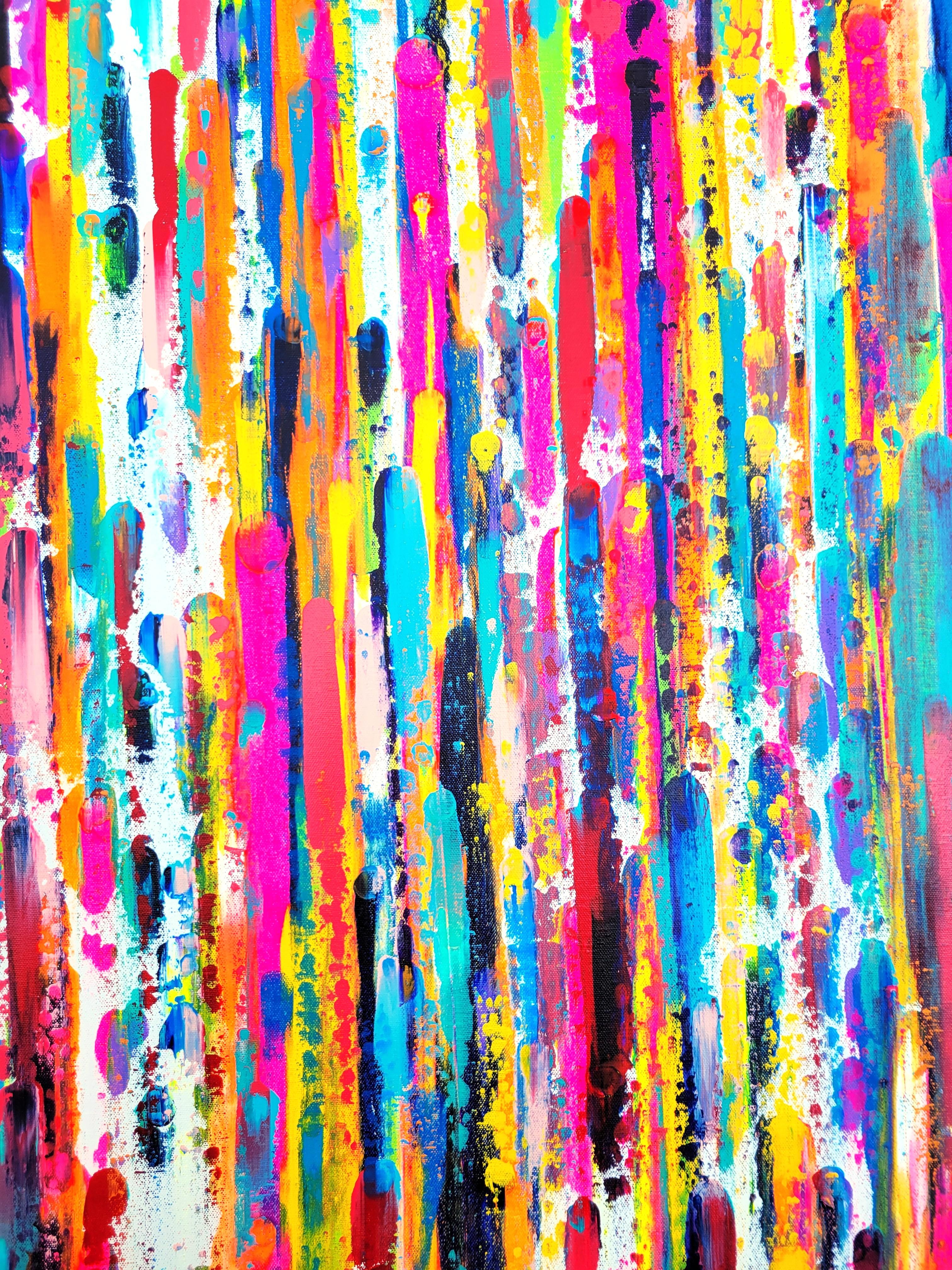 Glückliche Geister /// Jack Graves Abstraktes Expressionist Buntes Gemälde Leinwandkunst im Angebot 5