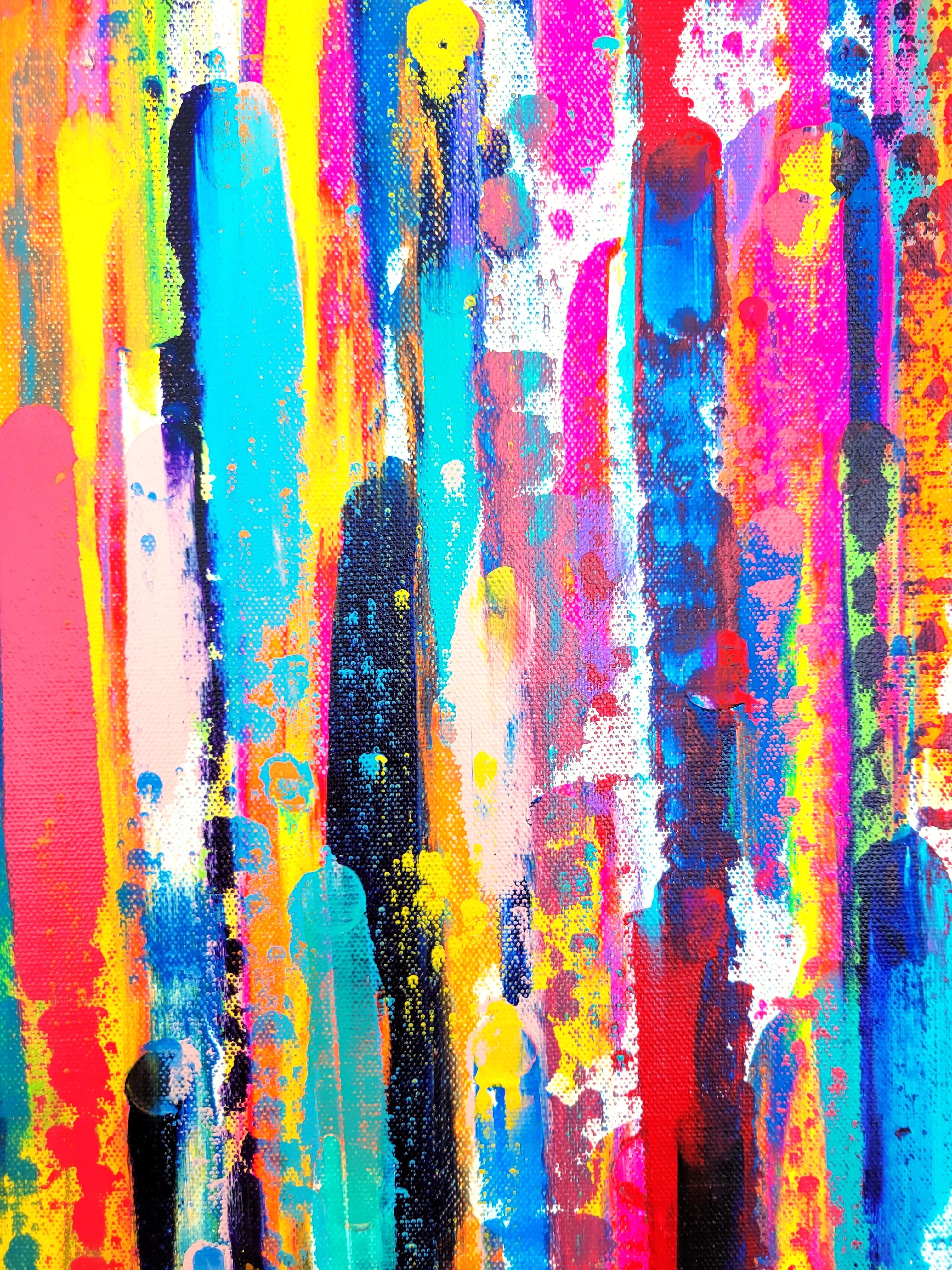 Glückliche Geister /// Jack Graves Abstraktes Expressionist Buntes Gemälde Leinwandkunst im Angebot 6
