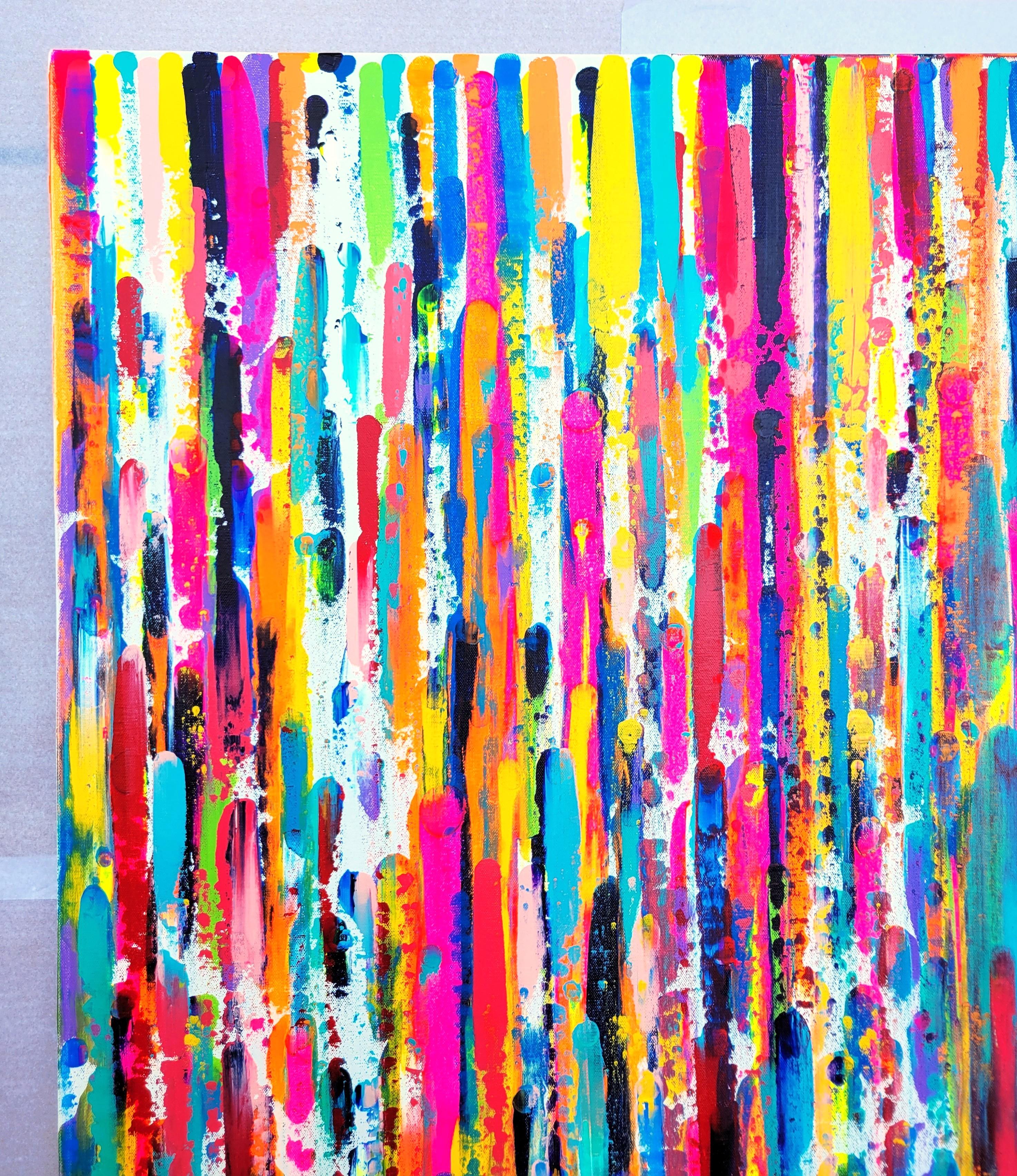 Glückliche Geister /// Jack Graves Abstraktes Expressionist Buntes Gemälde Leinwandkunst (Abstrakter Expressionismus), Painting, von Jack Graves III