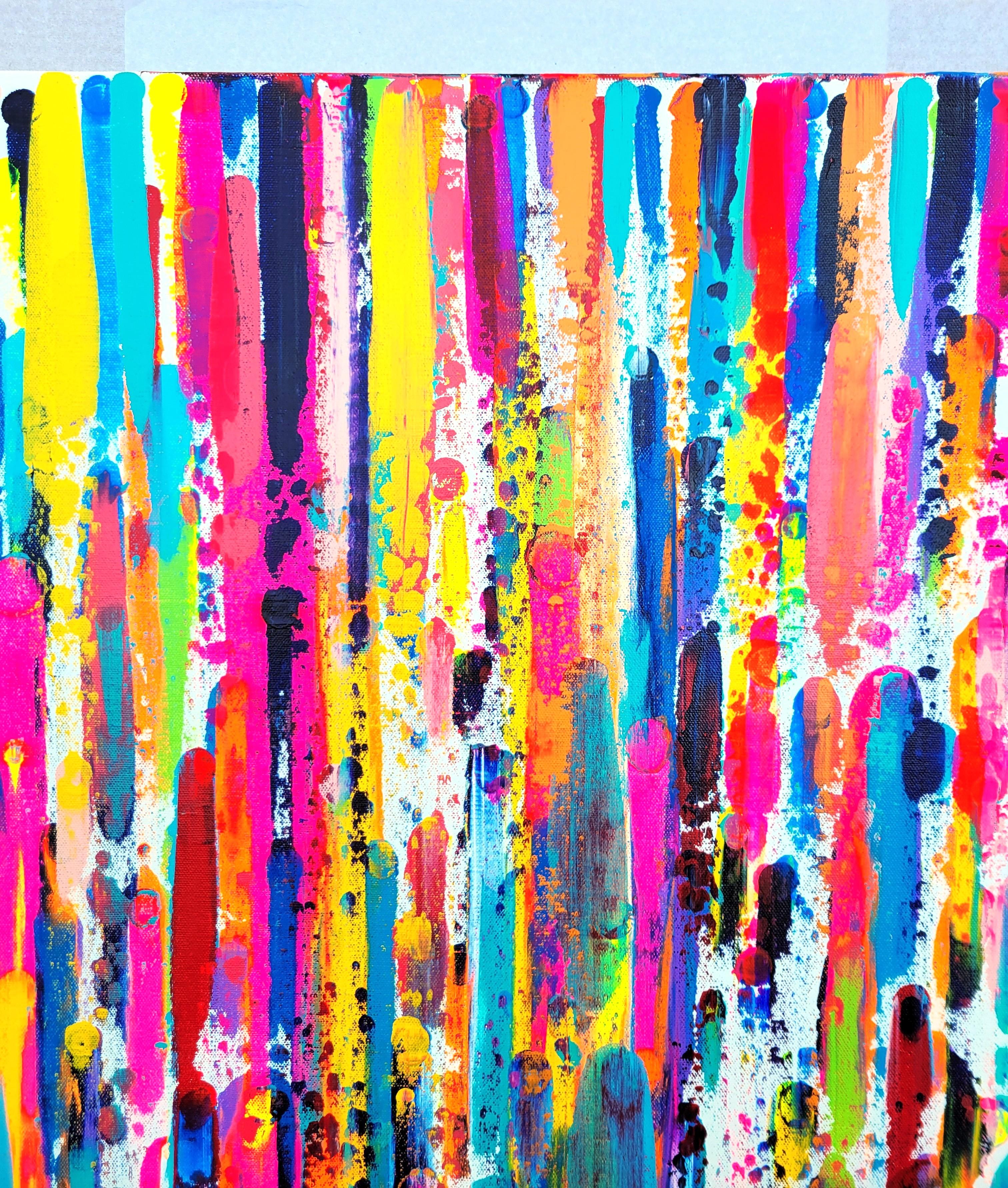Glückliche Geister /// Jack Graves Abstraktes Expressionist Buntes Gemälde Leinwandkunst im Angebot 1