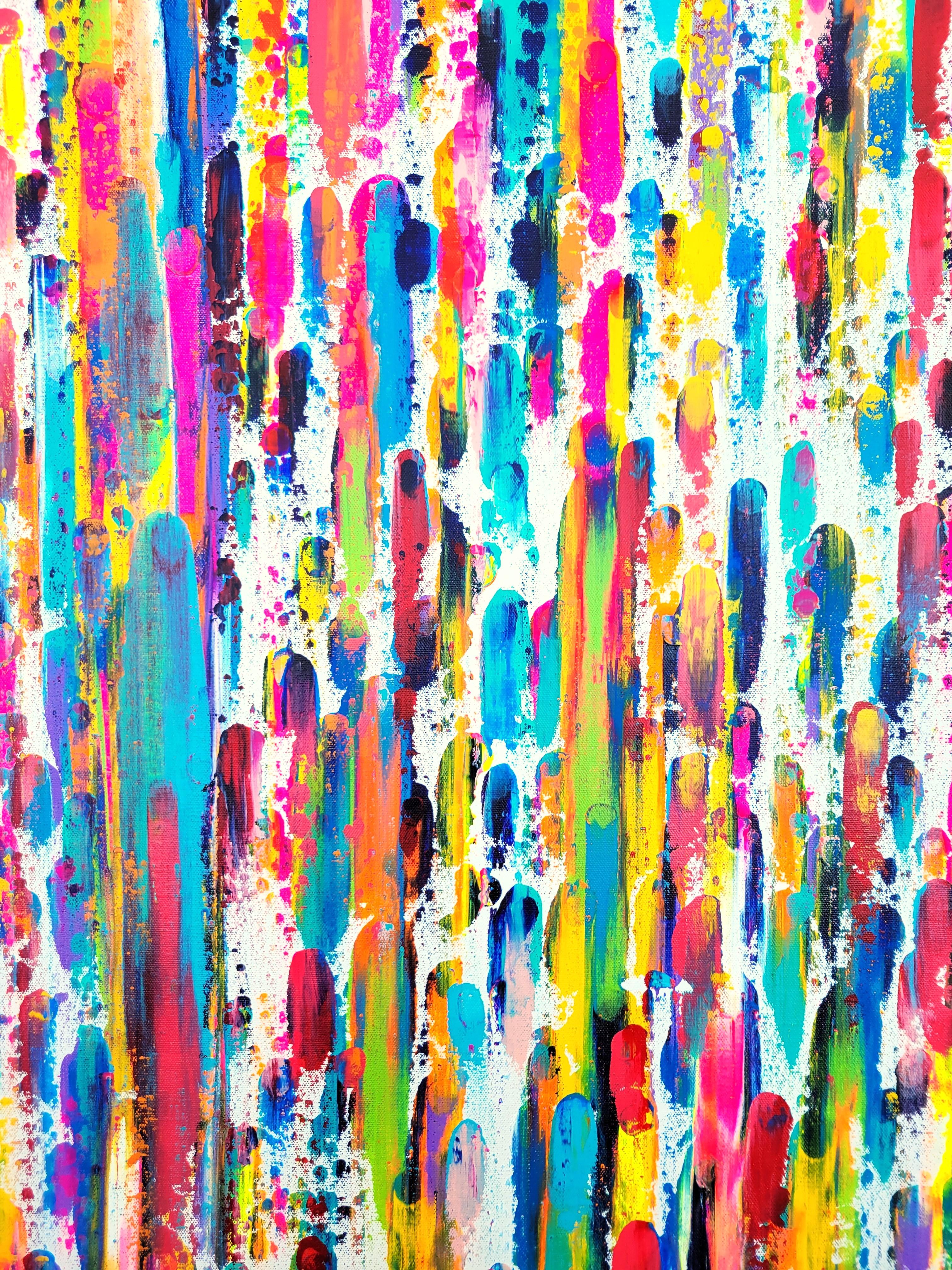 Glückliche Geister /// Jack Graves Abstraktes Expressionist Buntes Gemälde Leinwandkunst im Angebot 3