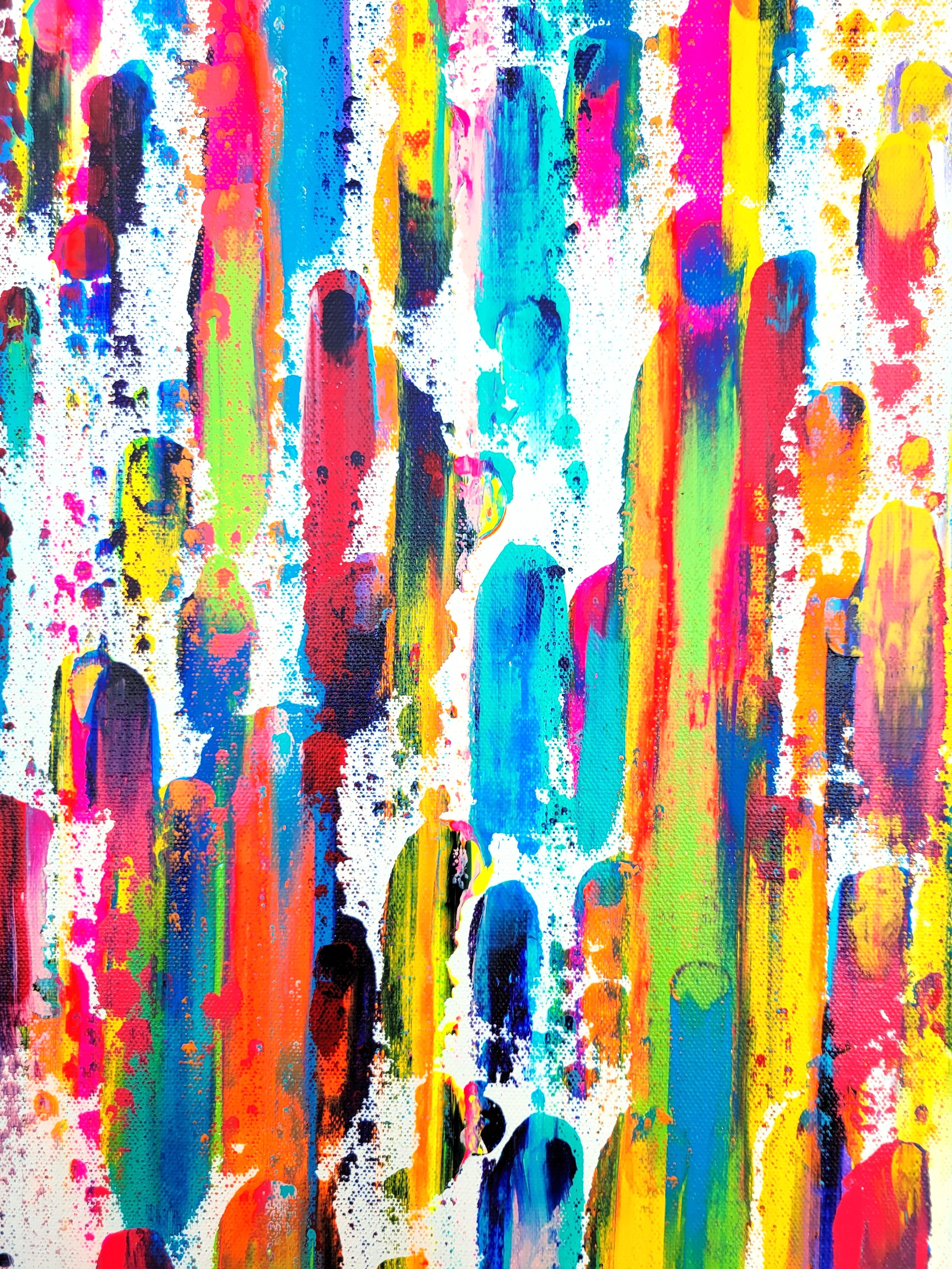 Glückliche Geister /// Jack Graves Abstraktes Expressionist Buntes Gemälde Leinwandkunst im Angebot 4