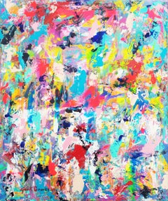 Happy Little Tiger /// Contemporary Abstract Expressionist Colorful Painting Art