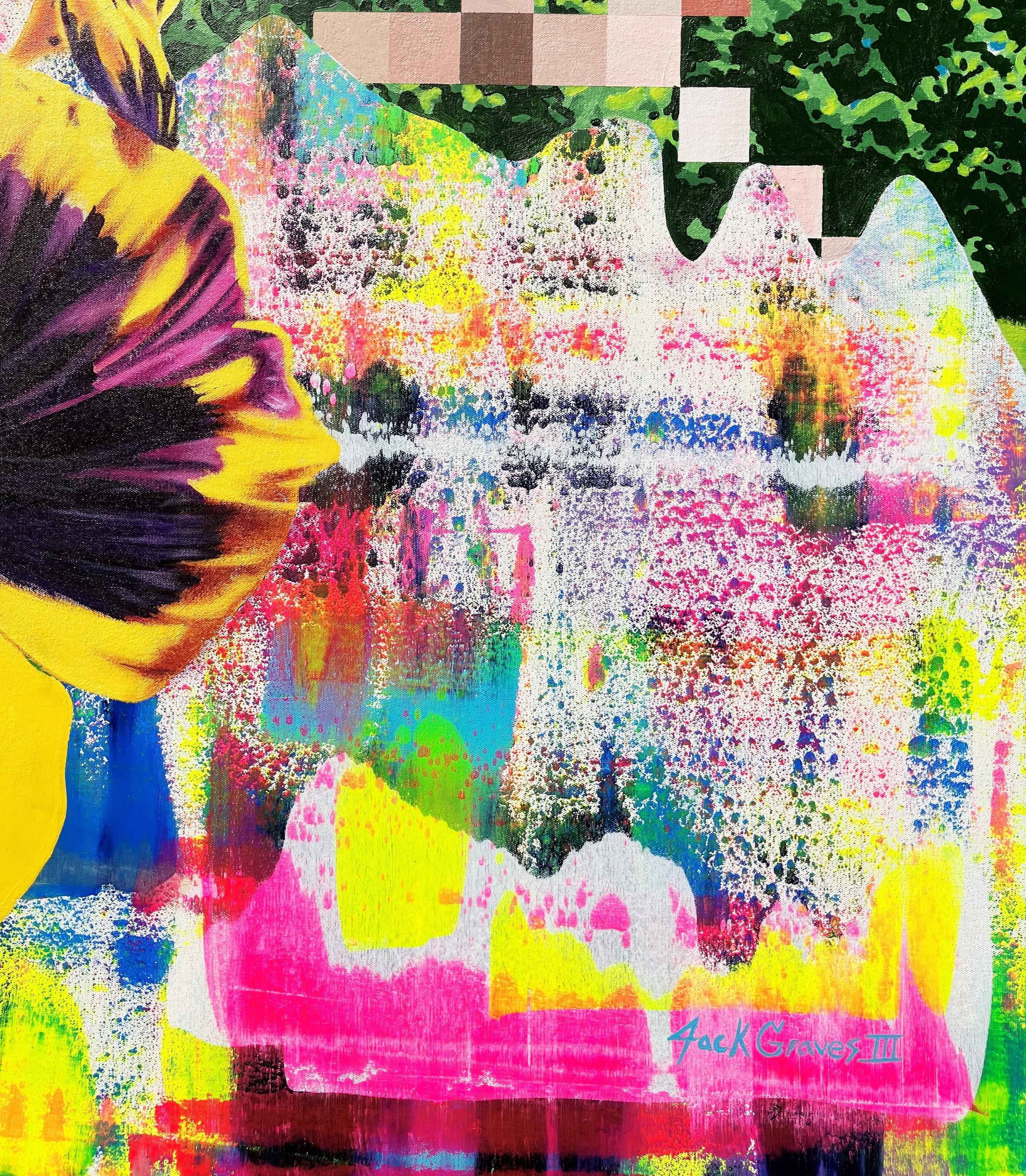 Hermia y Lisandro se fugan /// Pintura callejera contemporánea pop abstracta de gran tamaño en venta 2