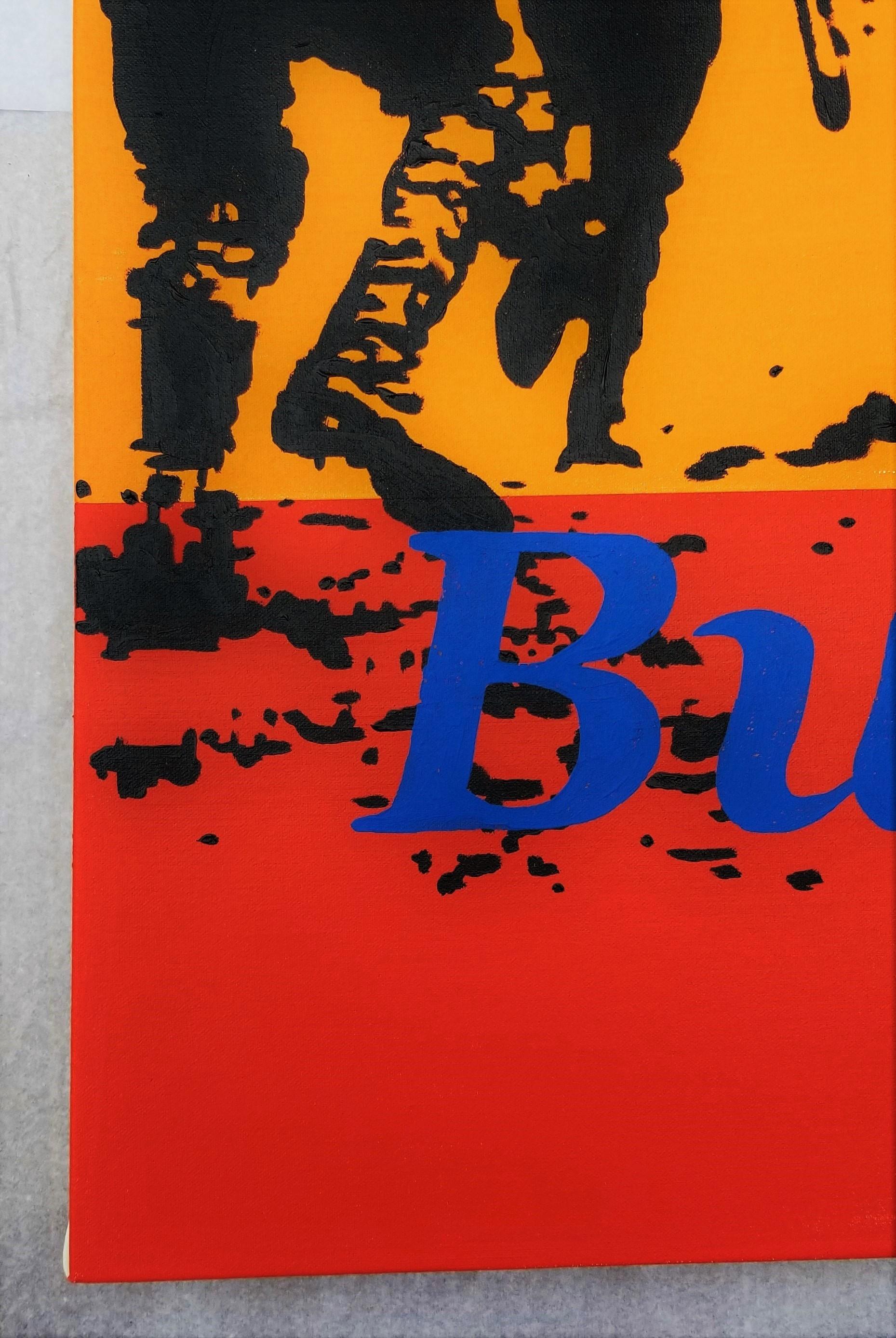 C'est une bonne activité ! /// Contemporary Street Art Text War Political Painting - Rouge Abstract Painting par Jack Graves III