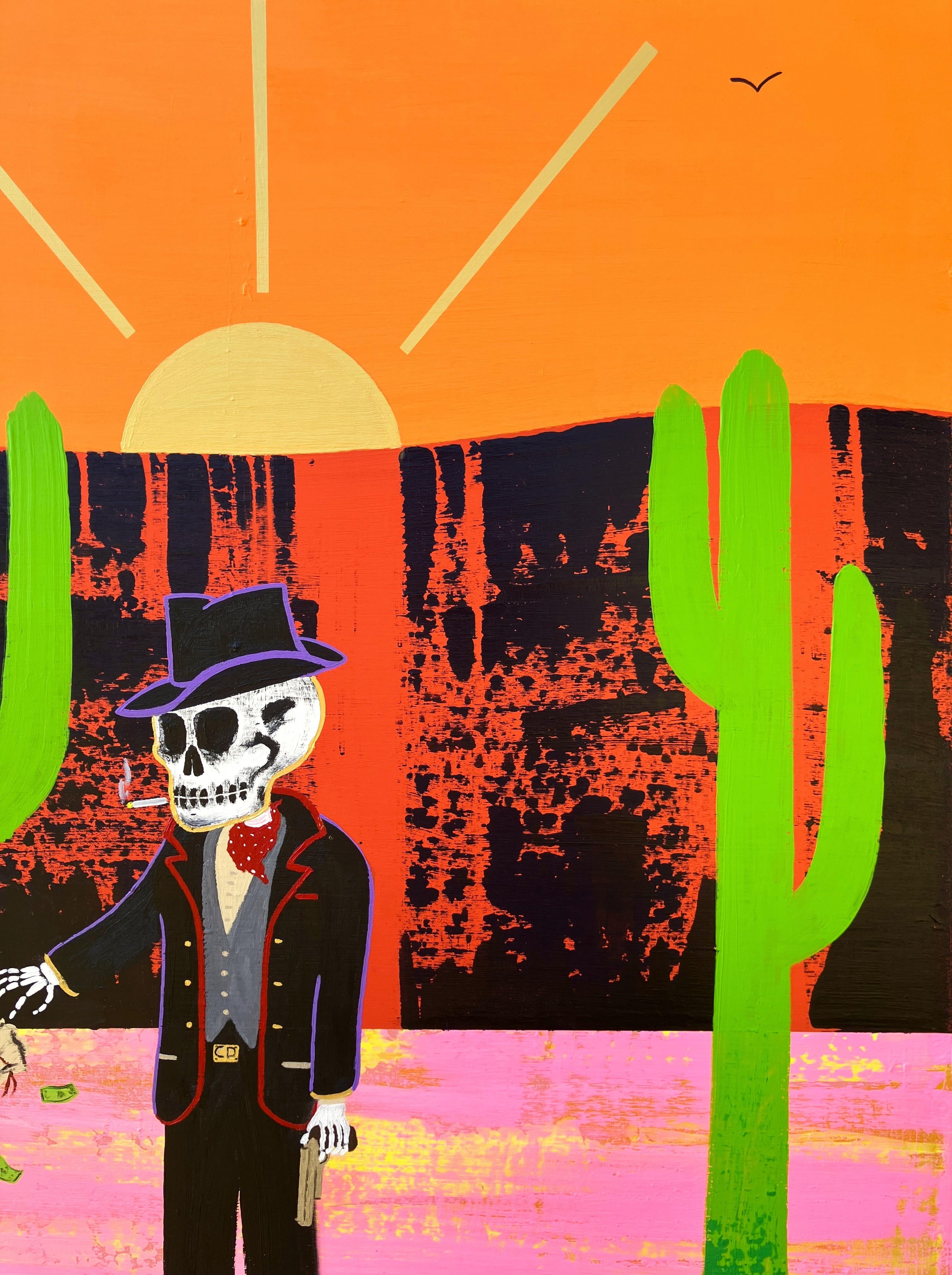 C'est juste du papier /// Jack Graves Wild Western Bandit Outlaw Funny Desert Painting en vente 1