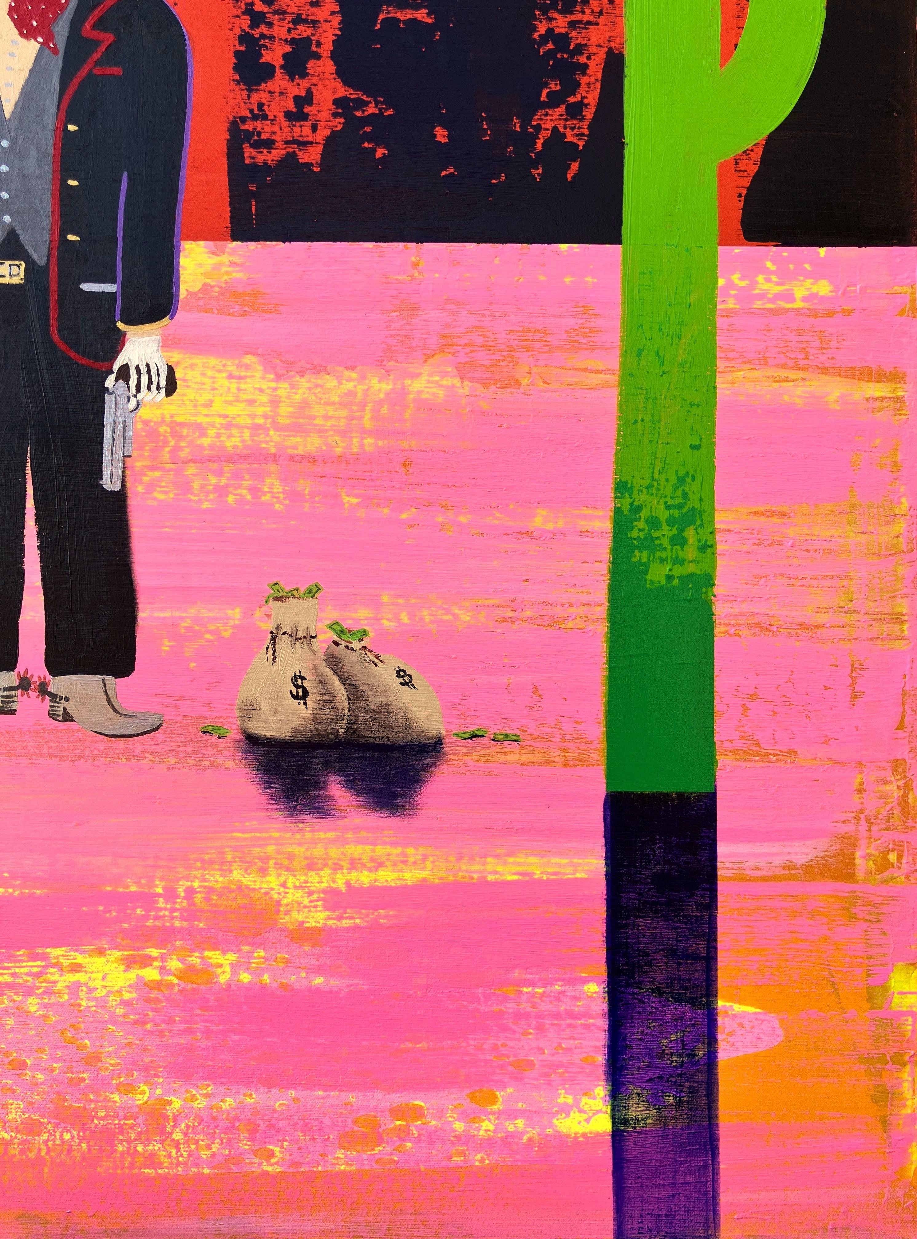 C'est juste du papier /// Jack Graves Wild Western Bandit Outlaw Funny Desert Painting en vente 2