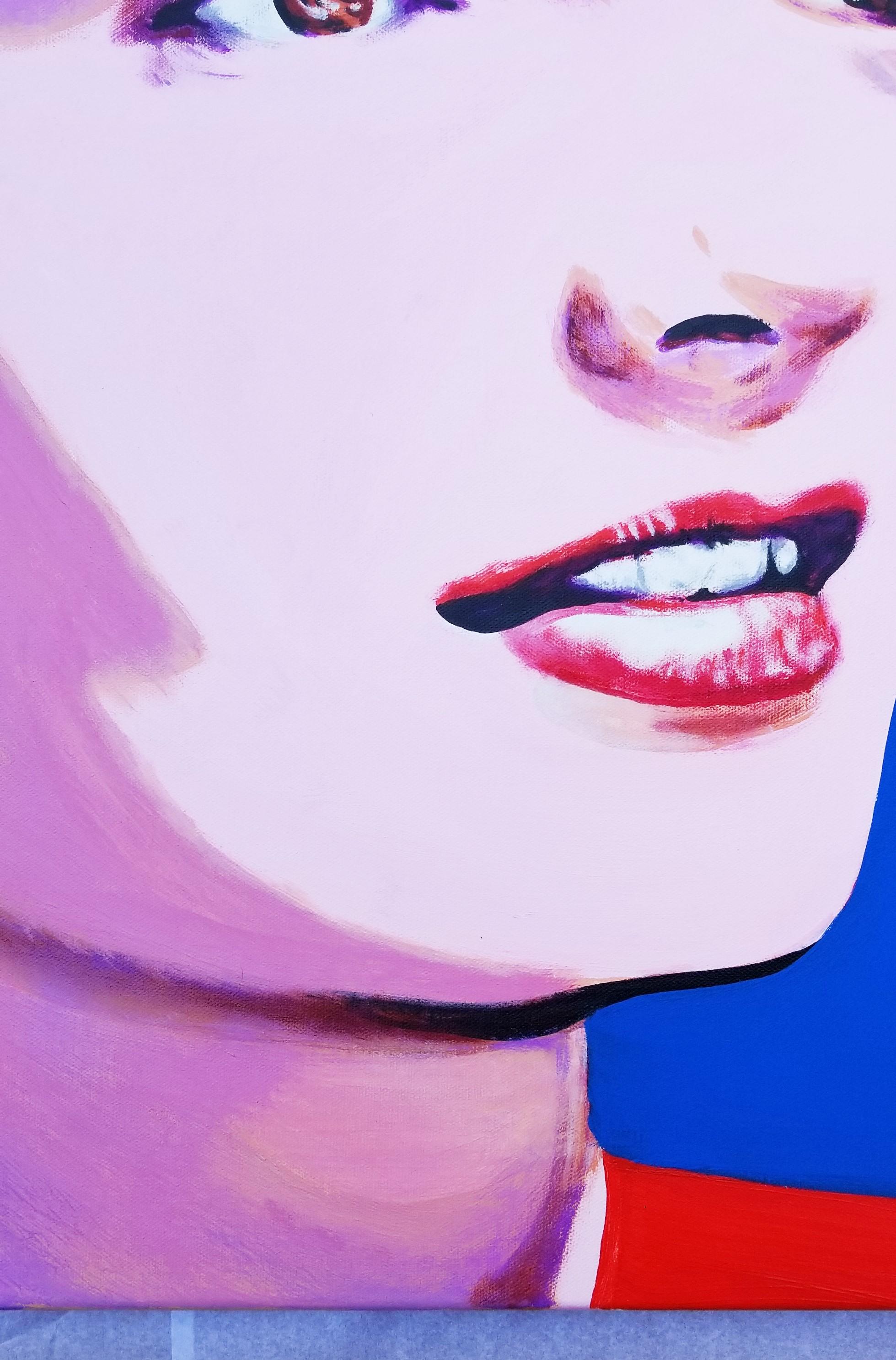 Jacqueline Kennedy Onassis Icon II /// Contemporary Pop Art JFK Painting Blue For Sale 1