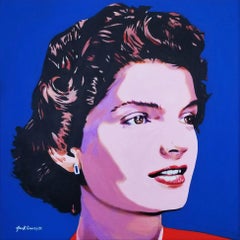 Vintage Jacqueline Kennedy Onassis Icon II /// Contemporary Pop Art JFK Painting Blue