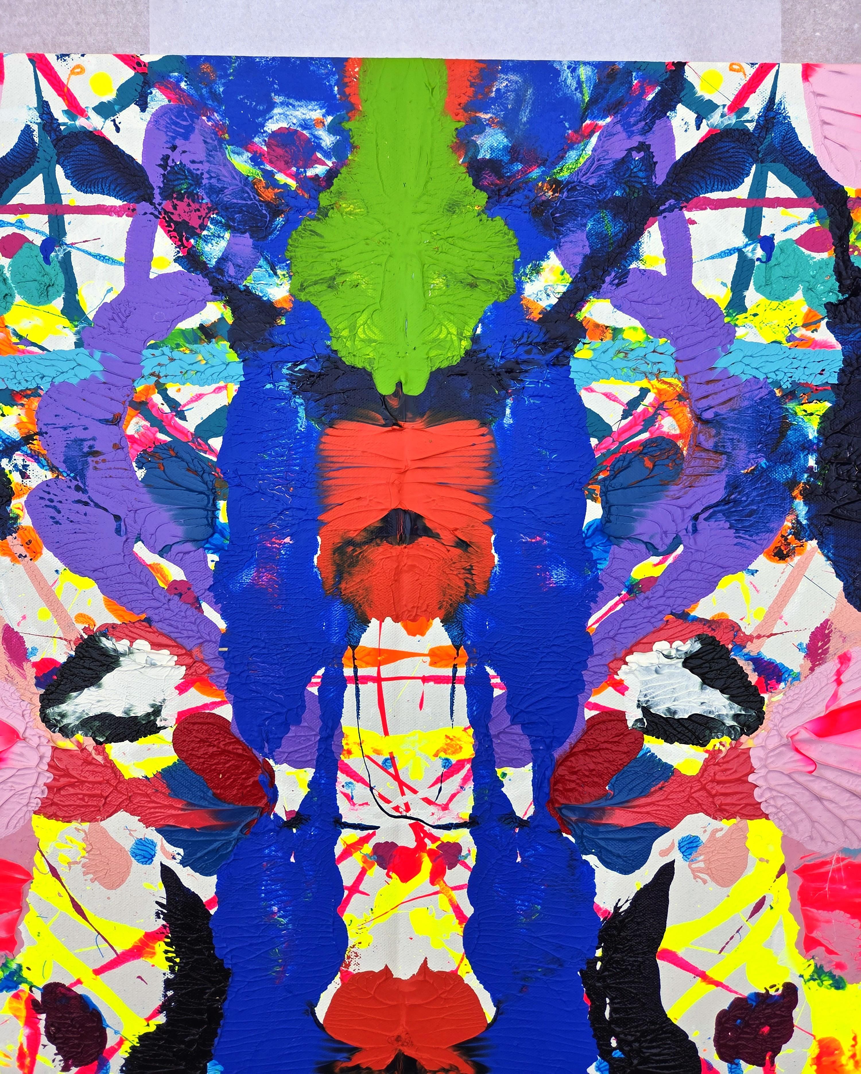 Jaguar /// Contemporary Abstract Rorschach Style Colorful Expressionist Painting im Angebot 3