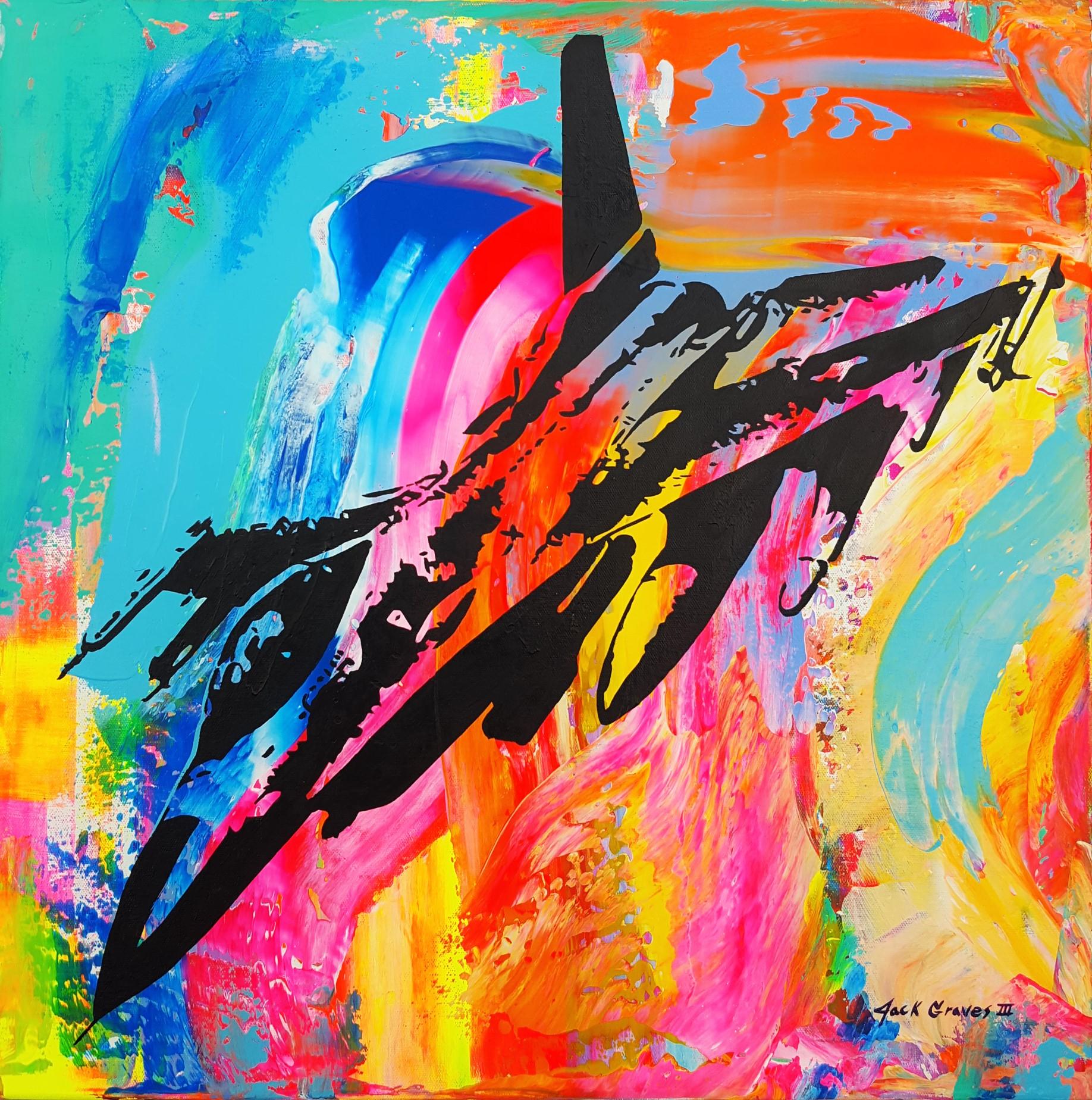 Jack Graves III Portrait Painting - Jet Fighter Icon /// Contemporary Street Pop Art Airplane Military Painting