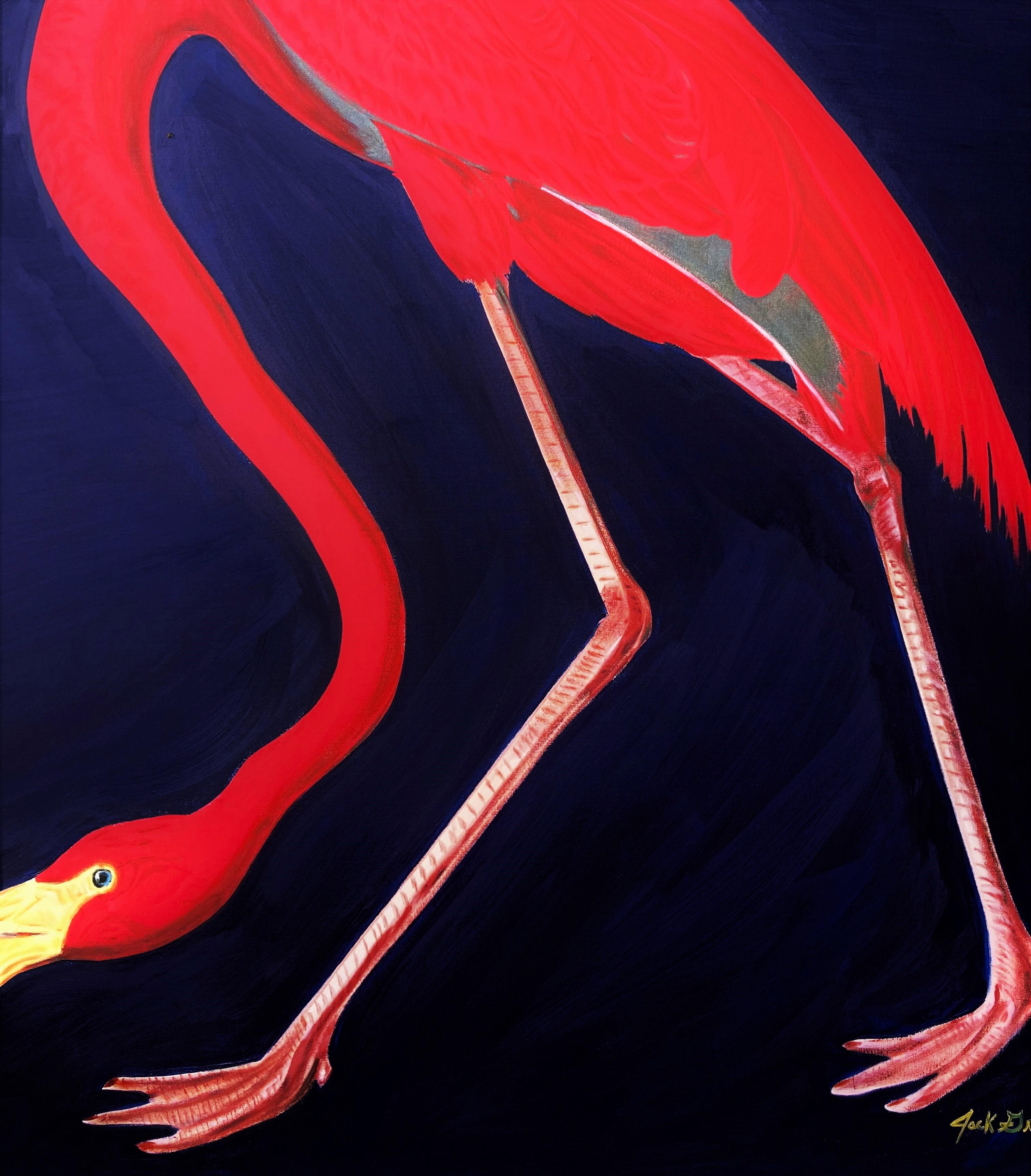 Icona John James Audubon Flamingo /// Enorme uccello costiero ornitologico contemporaneo 3