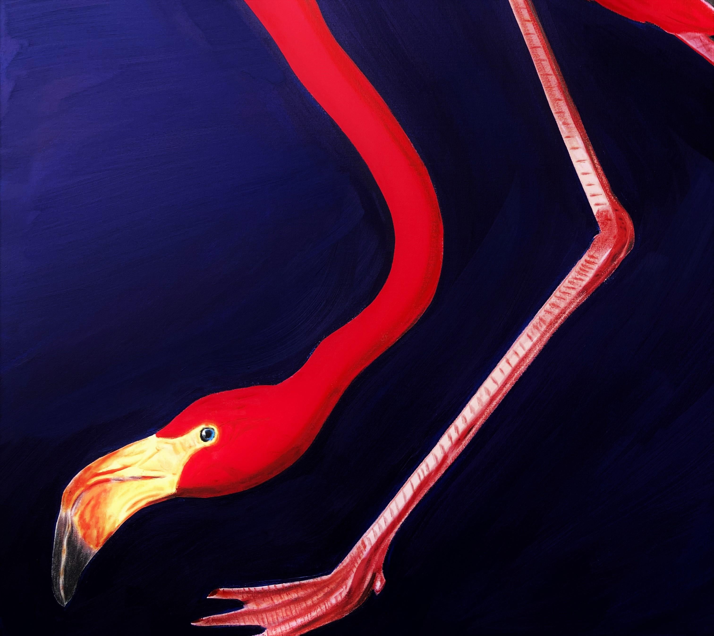 Icona John James Audubon Flamingo /// Enorme uccello costiero ornitologico contemporaneo 4