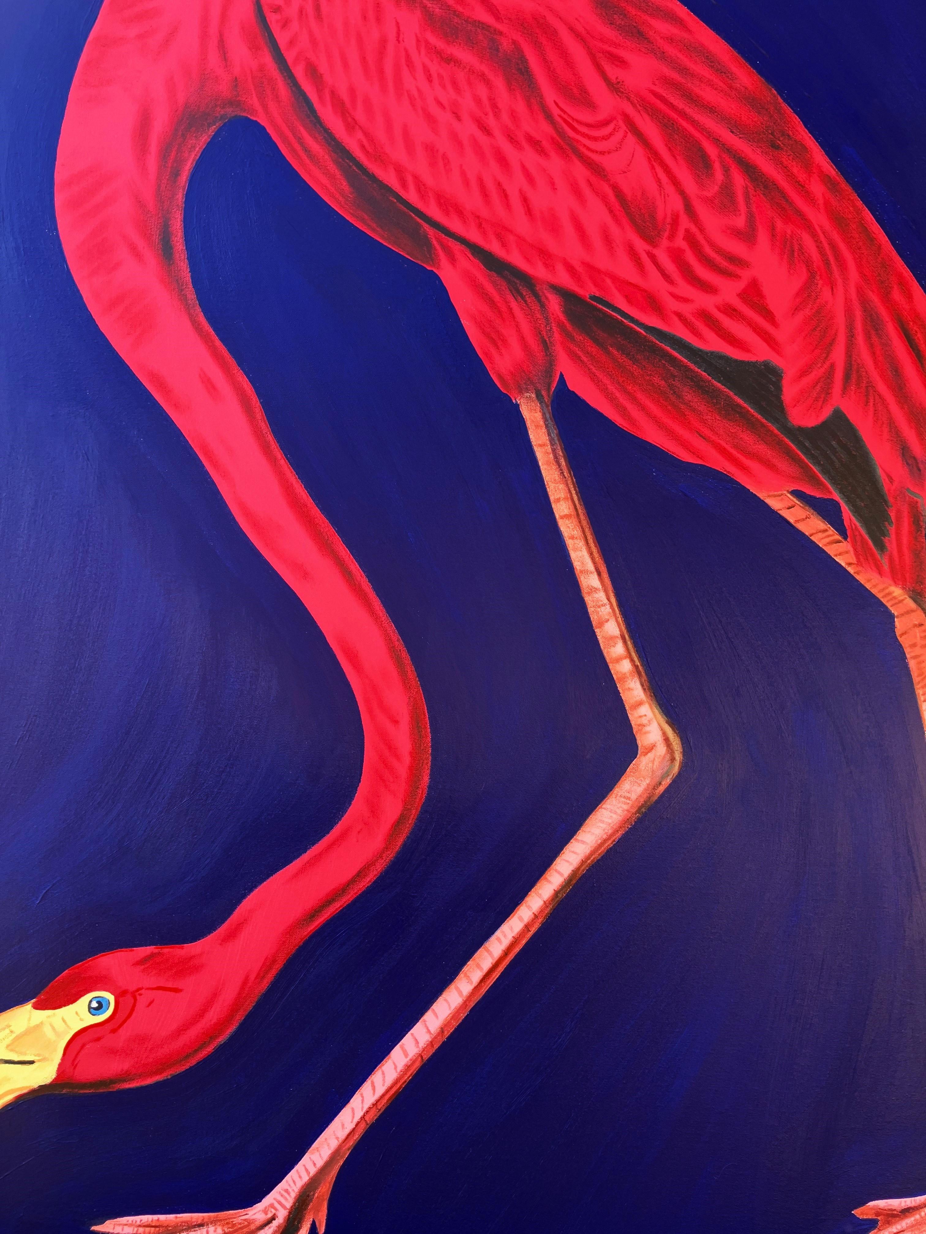 John James Audubon Icono del flamenco II /// Ornitología contemporánea Ave costera - Animal Painting Púrpura de Jack Graves III