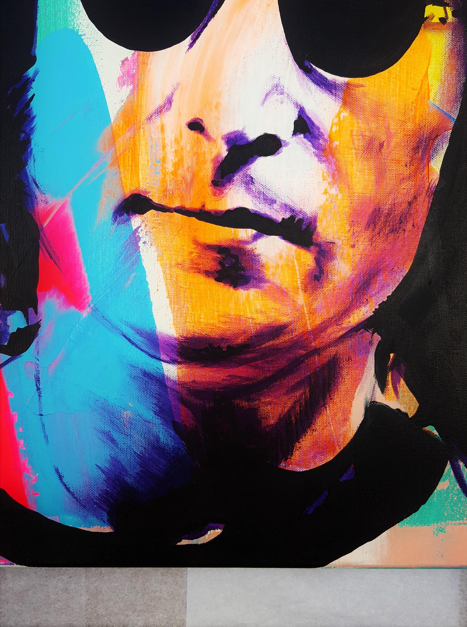 John Lennon Icon IV - Black Portrait Painting by Jack Graves III
