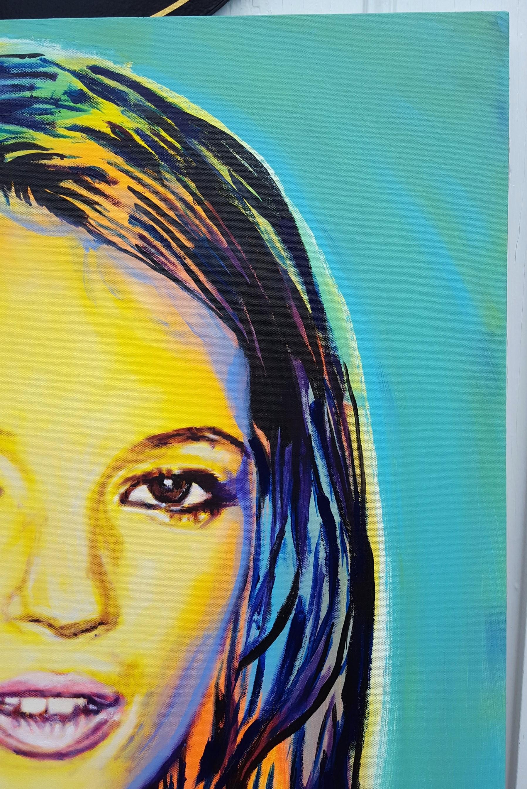 Kate Moss Icon IV /// Zeitgenössische Pop Art Mode Model Portrait Malerei UK GB (Schwarz), Portrait Painting, von Jack Graves III