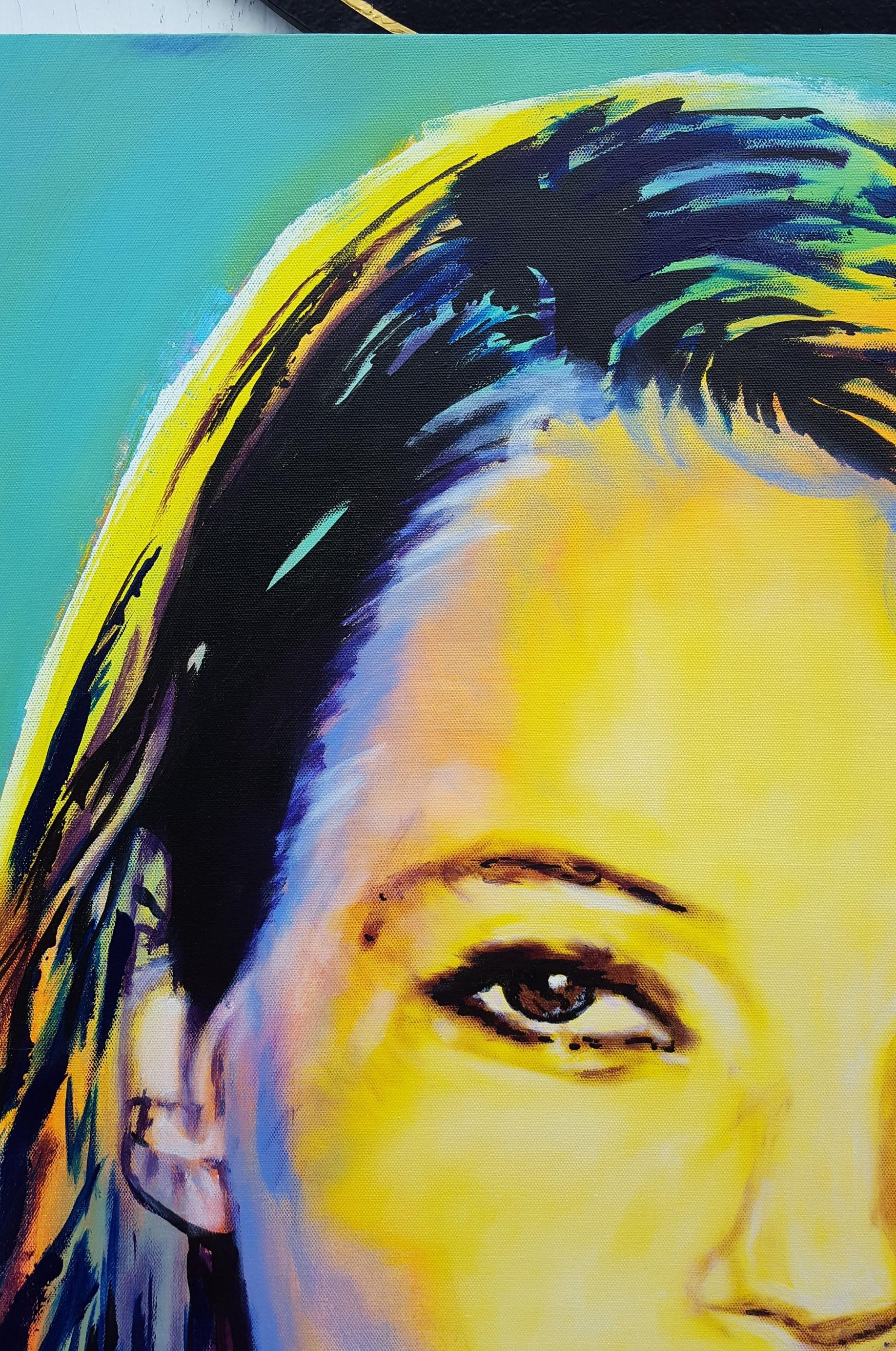 Kate Moss Icon IV /// Zeitgenössische Pop Art Mode Model Portrait Malerei UK GB im Angebot 1