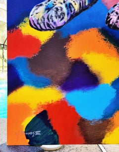 King Toby /// Jack Graves Contemporary Landscape Cat Mountains Abstract Painting