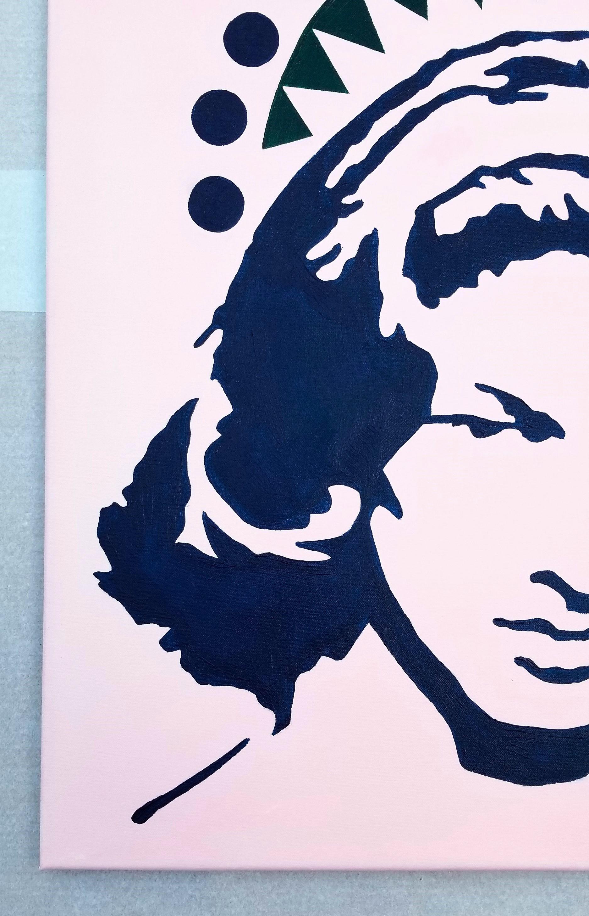 Lauren Bacall Icon VI /// Contemporary Street Pop Art Actress Model Painting - Gris Portrait Painting par Jack Graves III