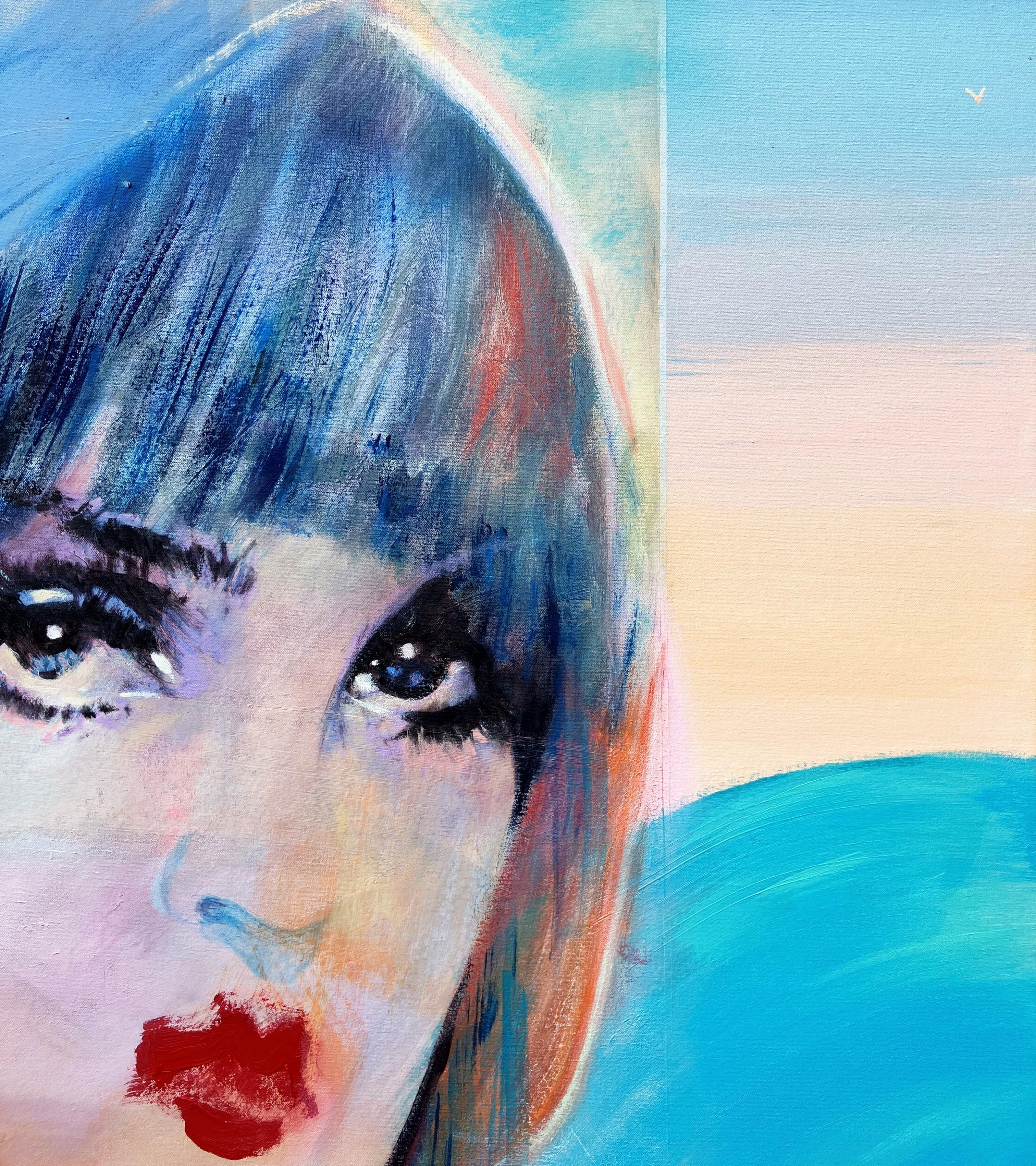 Liberté /// Street Pop Art contemporanea Ritratto figurativo Donna Signora Paesaggio marino in vendita 5