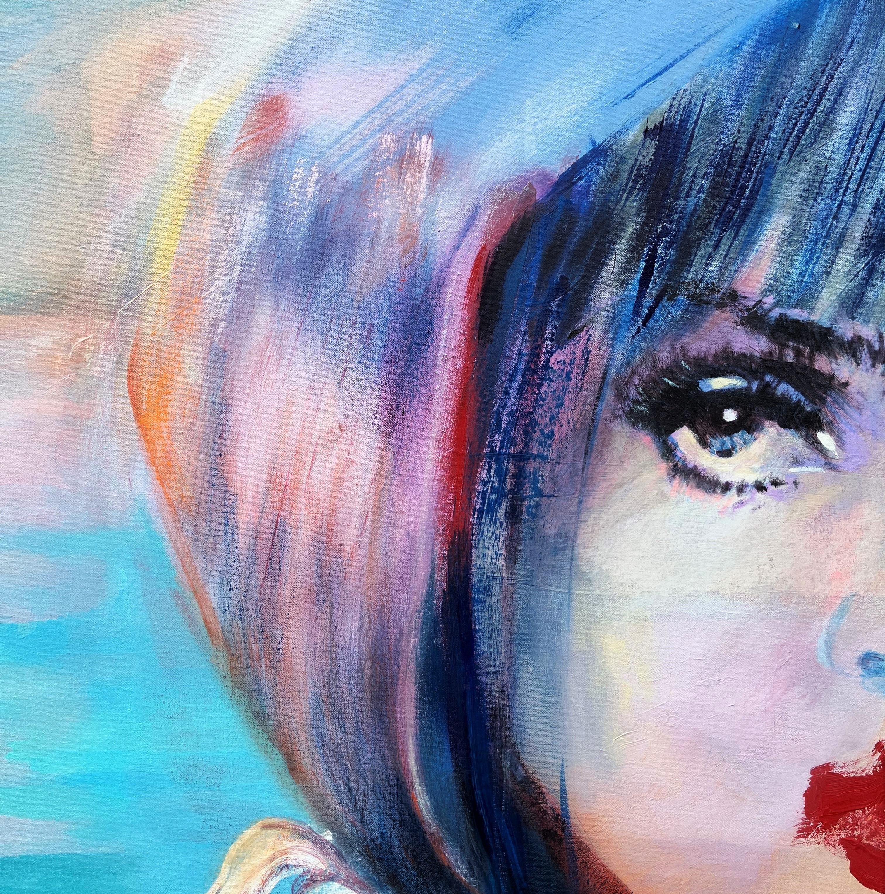 Liberté /// Street Pop Art contemporanea Ritratto figurativo Donna Signora Paesaggio marino in vendita 6