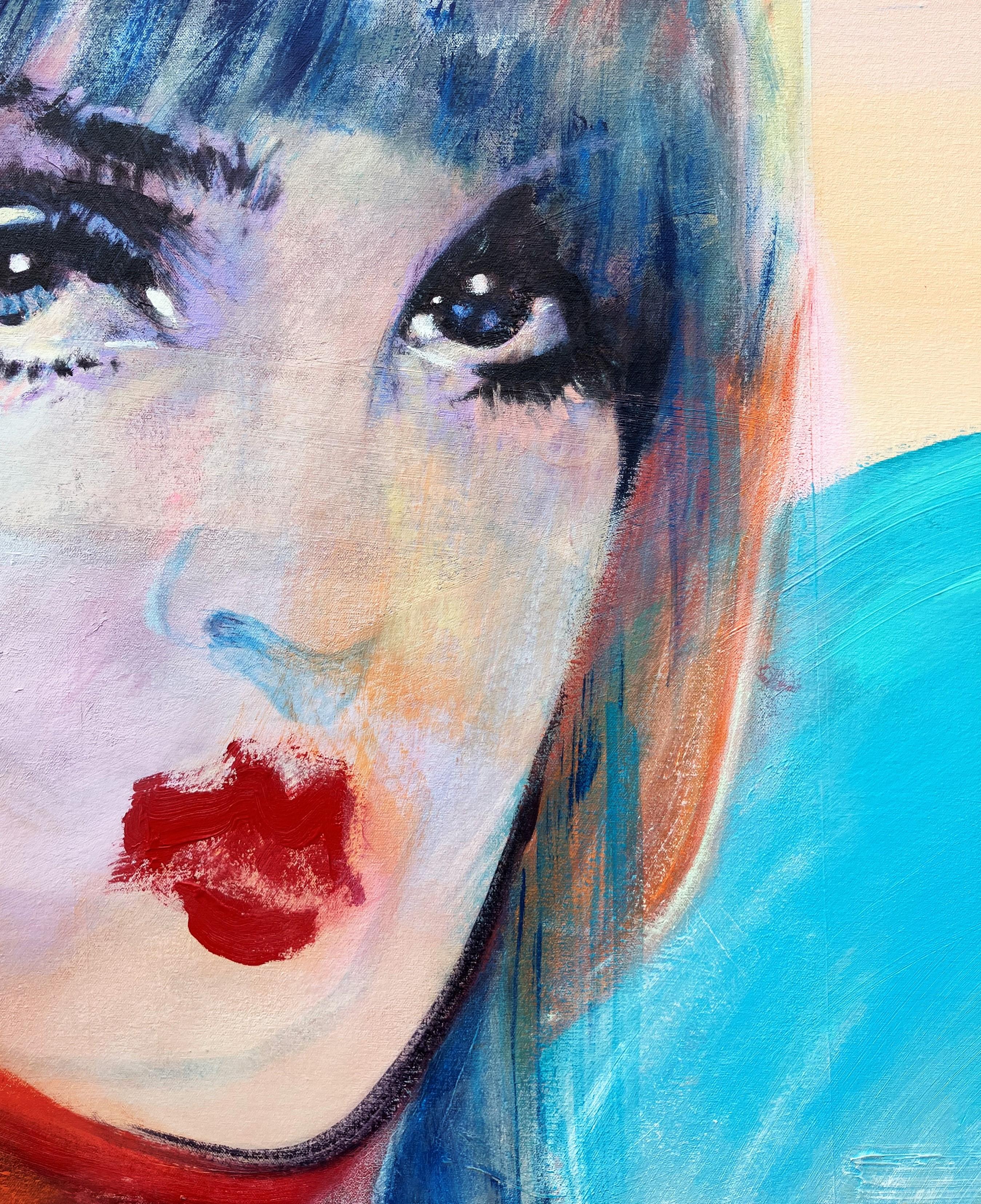 Liberté /// Street Pop Art contemporanea Ritratto figurativo Donna Signora Paesaggio marino in vendita 2