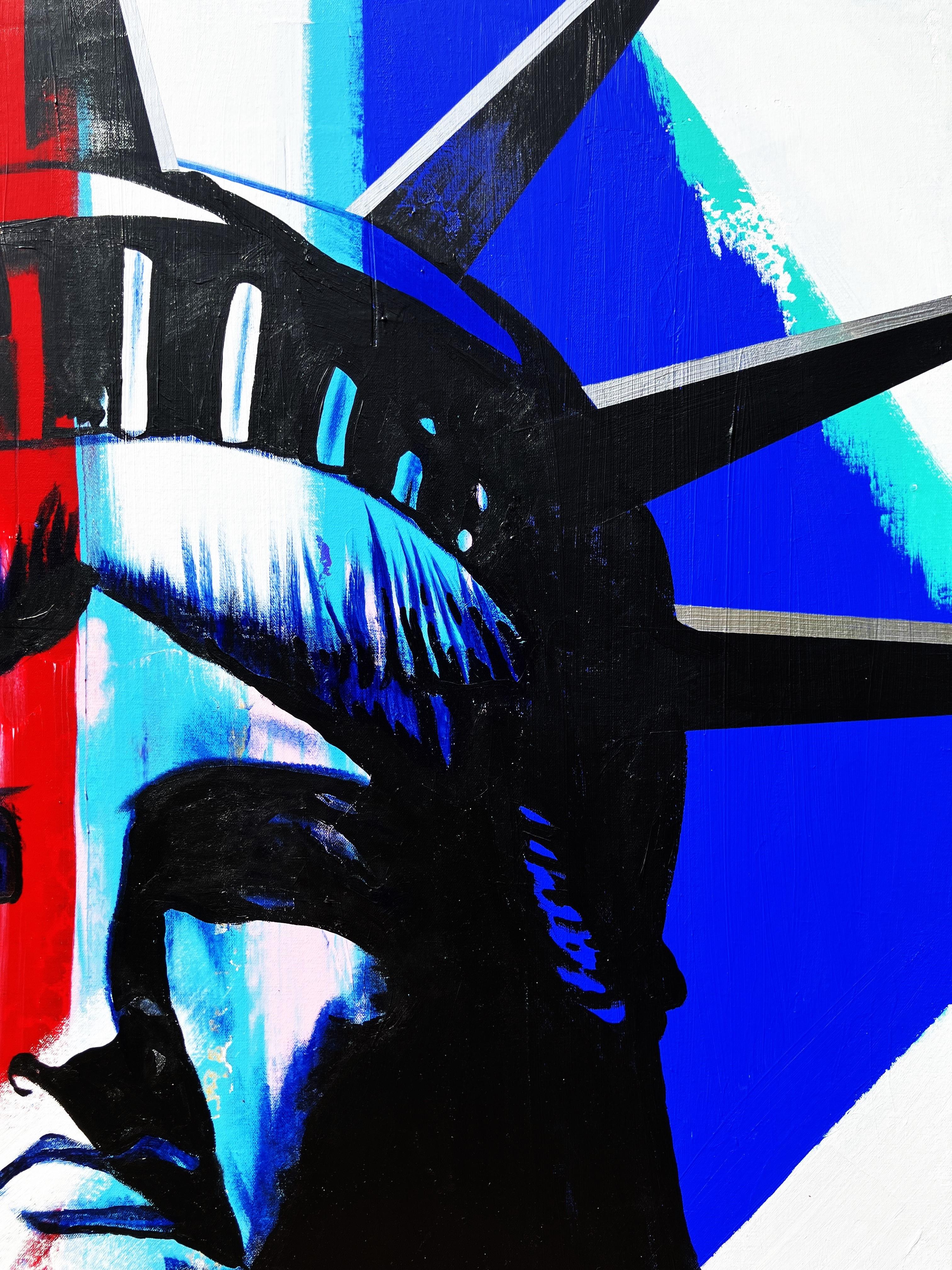 Libertad IX /// Jack Graves Estatua de la Libertad Nueva York Francia Estados Unidos Pintura - Portrait Painting Negro de Jack Graves III