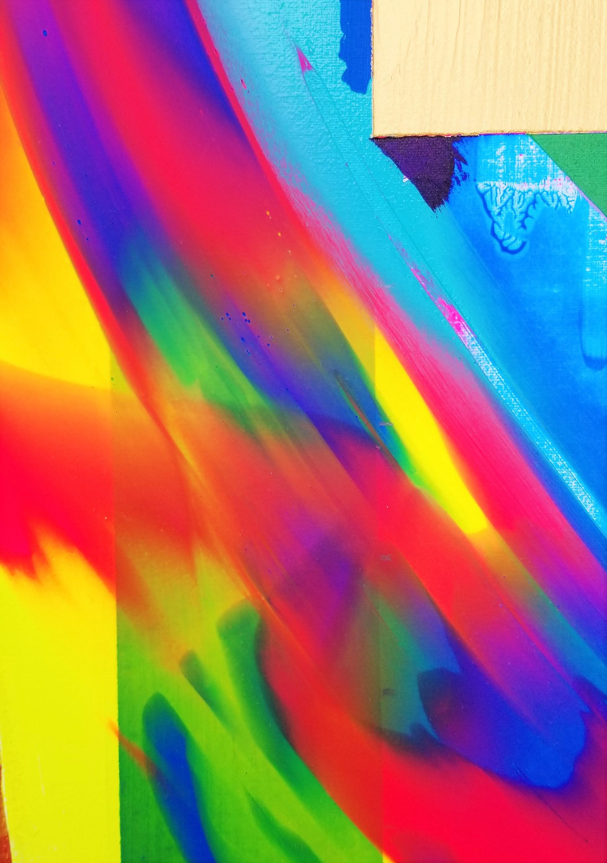 Machin One /// Abstrait Géométrique Contemporain Peinture colorée Toile rayée en vente 5