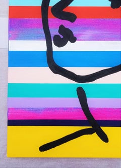 Matisse Face Icon III /// Contemporary Pop Art Striped Portrait Painting Picasso