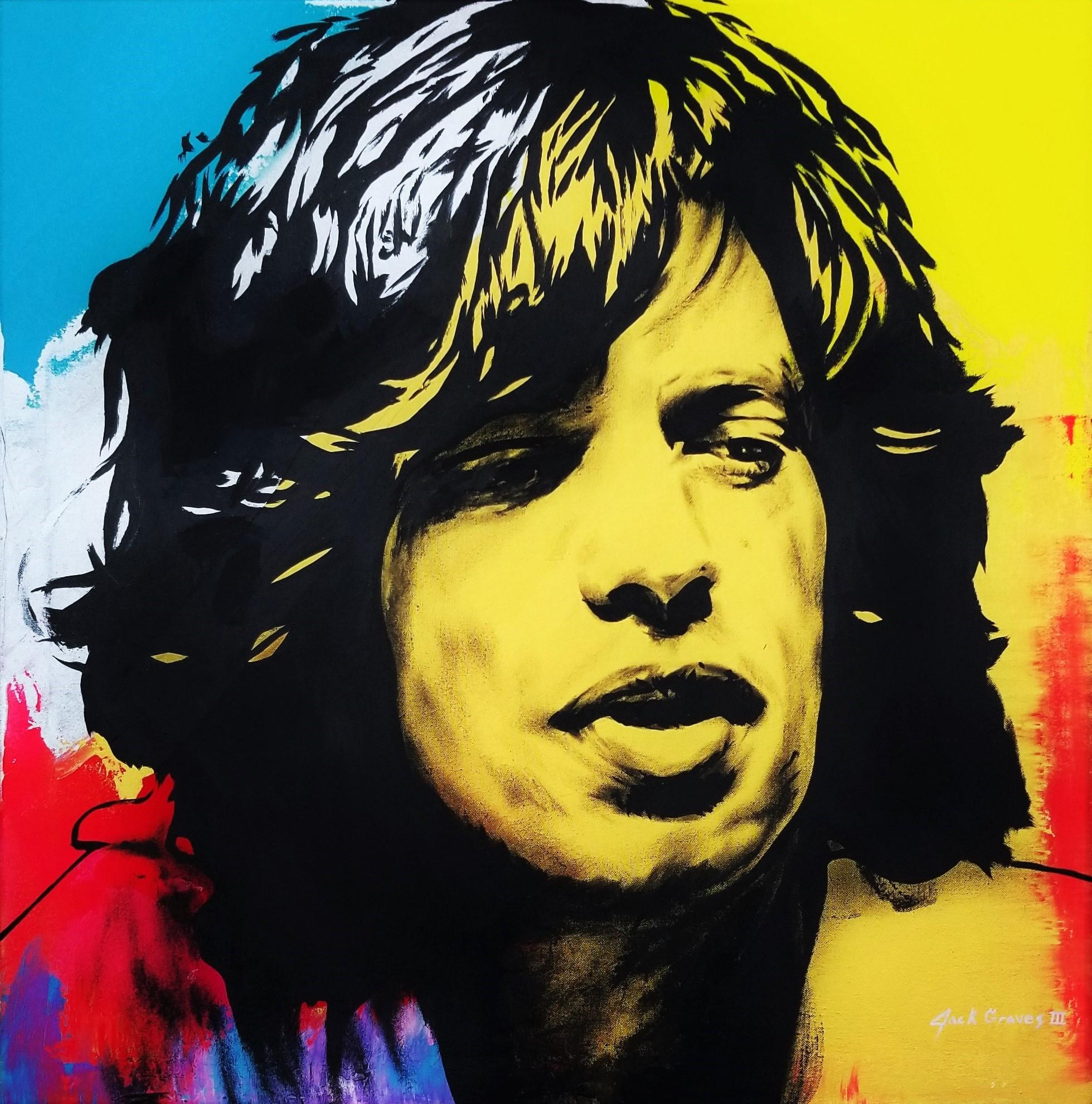 Jack Graves III Portrait Painting - Mick Jagger Icon II /// Contemporary Street Pop Art Rolling Stones Rock Painting