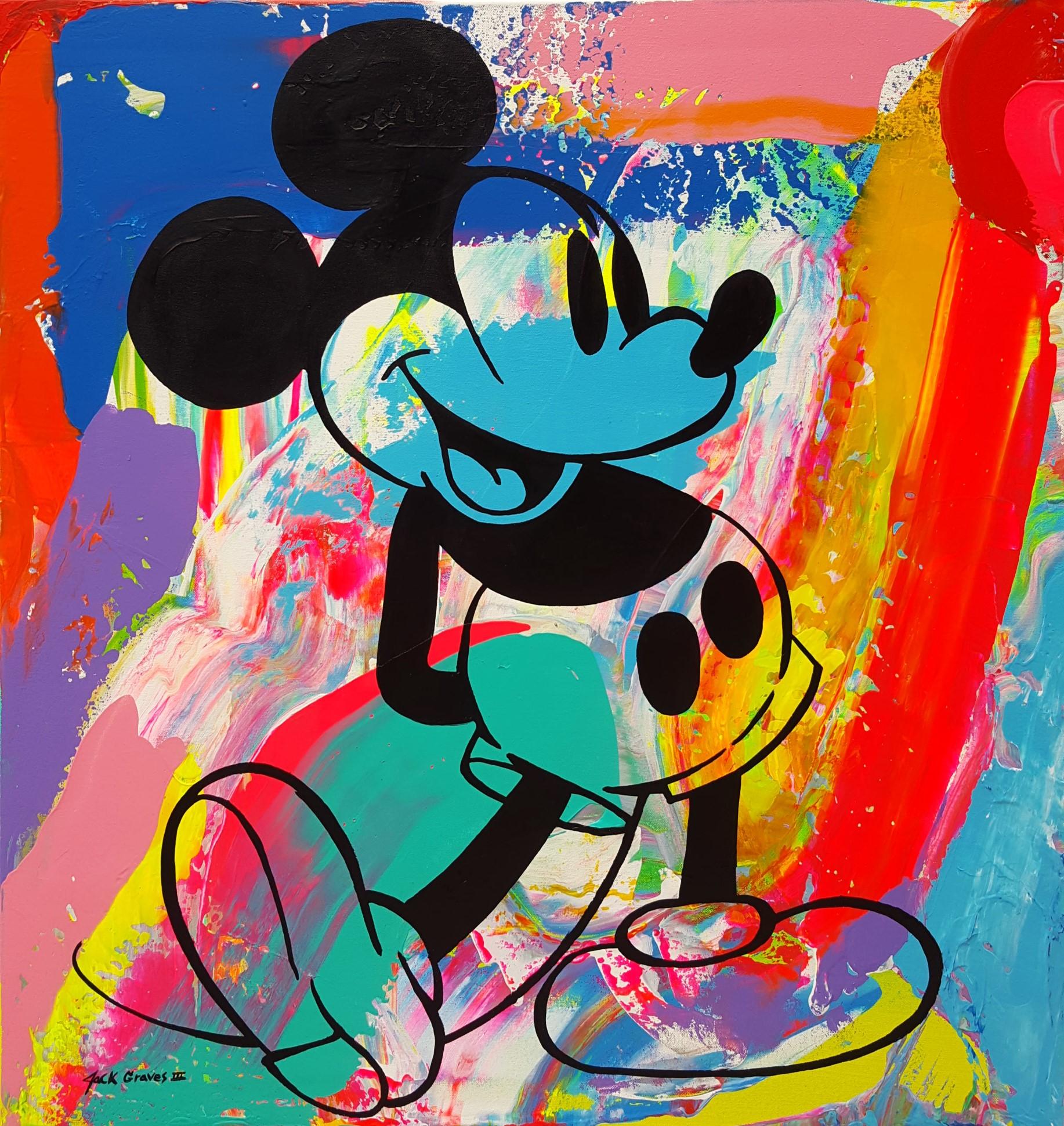 Mickey Mouse 9x12 acrylic painting original drawing hand painted Walt & Mickey