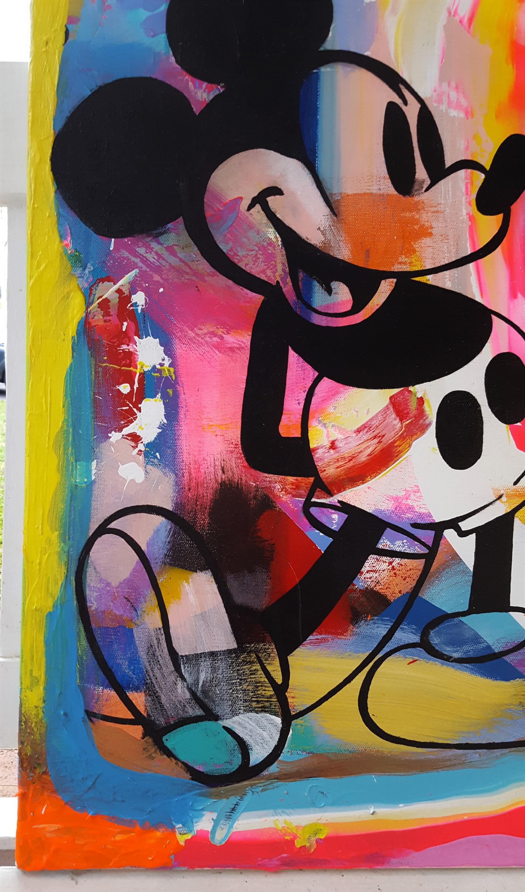Mickey Mouse, Snoopy, and Woodstock Group Icon - Painting by Jack Graves III