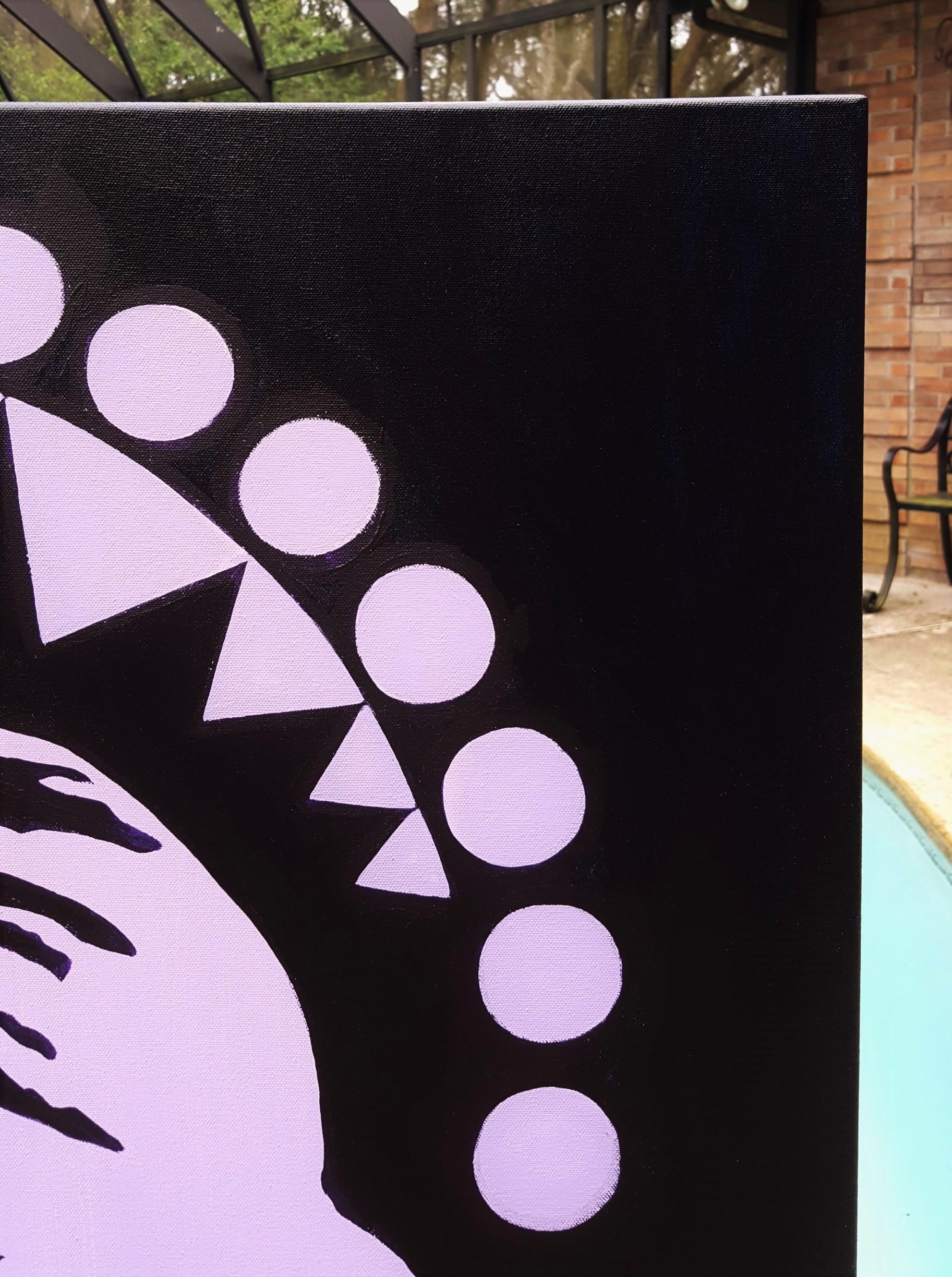 Midnight Icon /// Zeitgenössische Street Pop Art Mode Model Portrait Malerei (Schwarz), Portrait Painting, von Jack Graves III