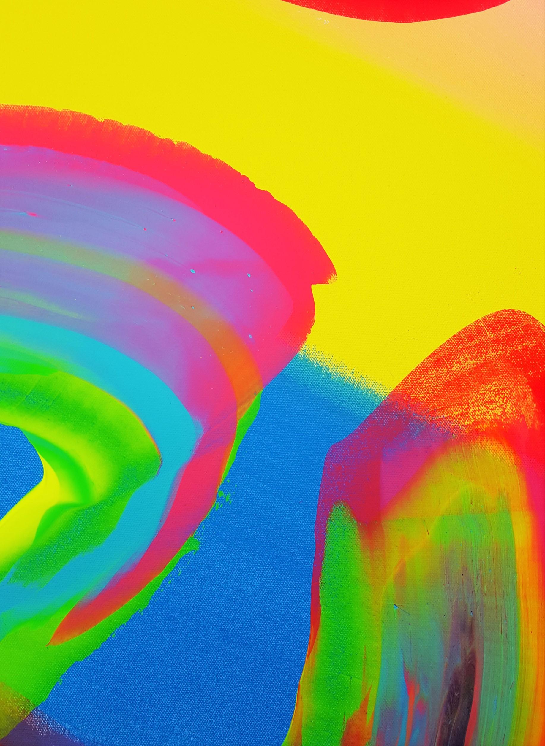 Gebirgssonnenuntergang /// Zeitgenössische abstrakte expressionistische farbenfrohe Malerei Kunst im Angebot 5