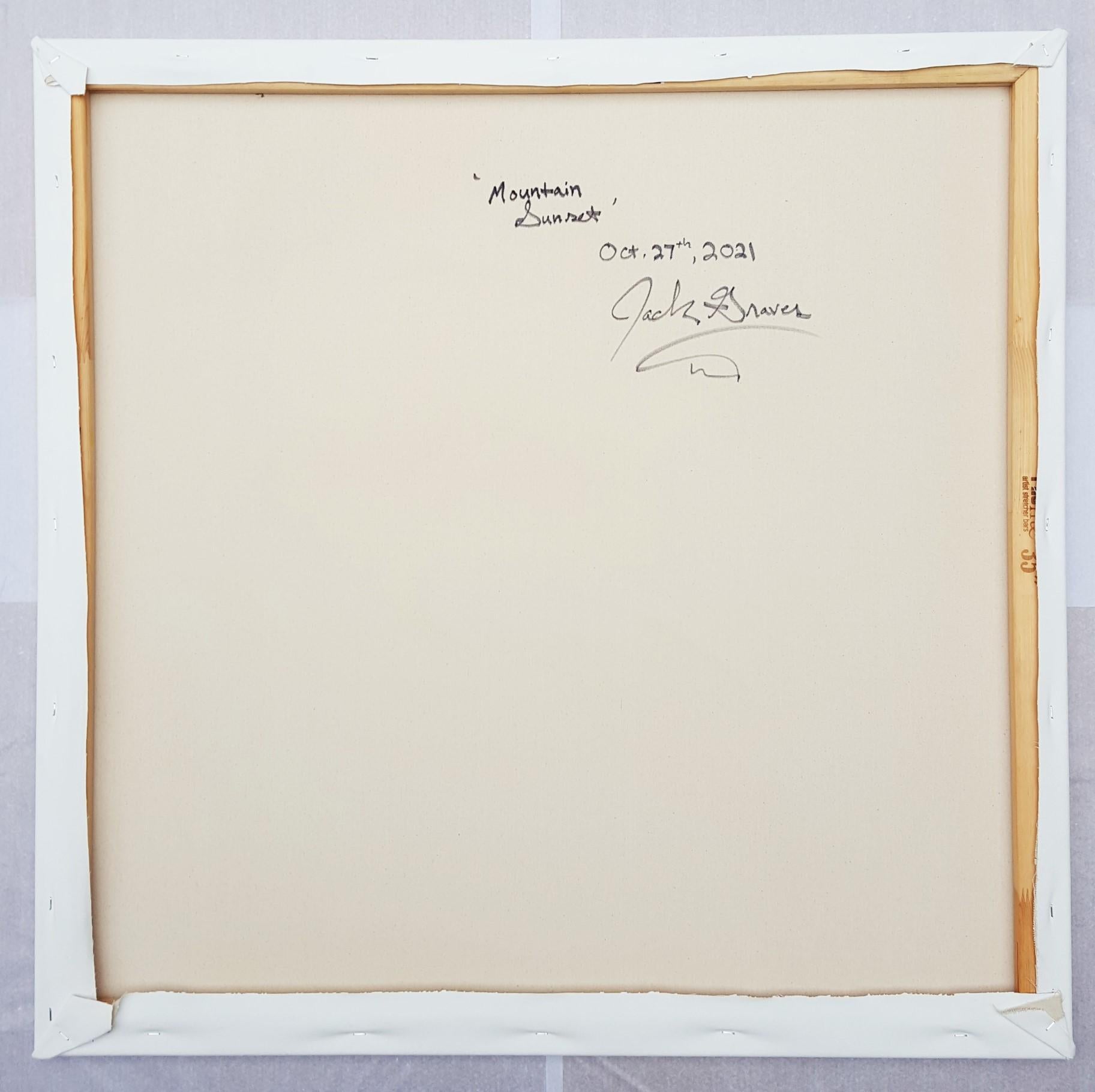 Gebirgssonnenuntergang /// Zeitgenössische abstrakte expressionistische farbenfrohe Malerei Kunst im Angebot 7