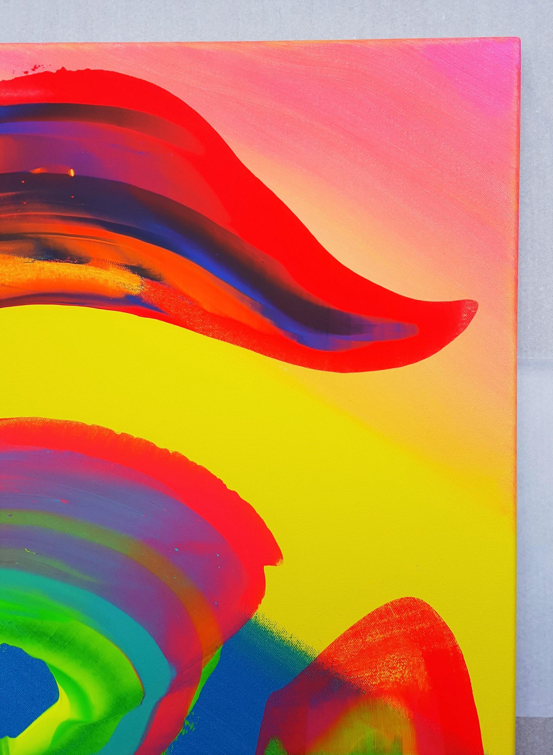 Gebirgssonnenuntergang /// Zeitgenössische abstrakte expressionistische farbenfrohe Malerei Kunst (Orange), Abstract Painting, von Jack Graves III