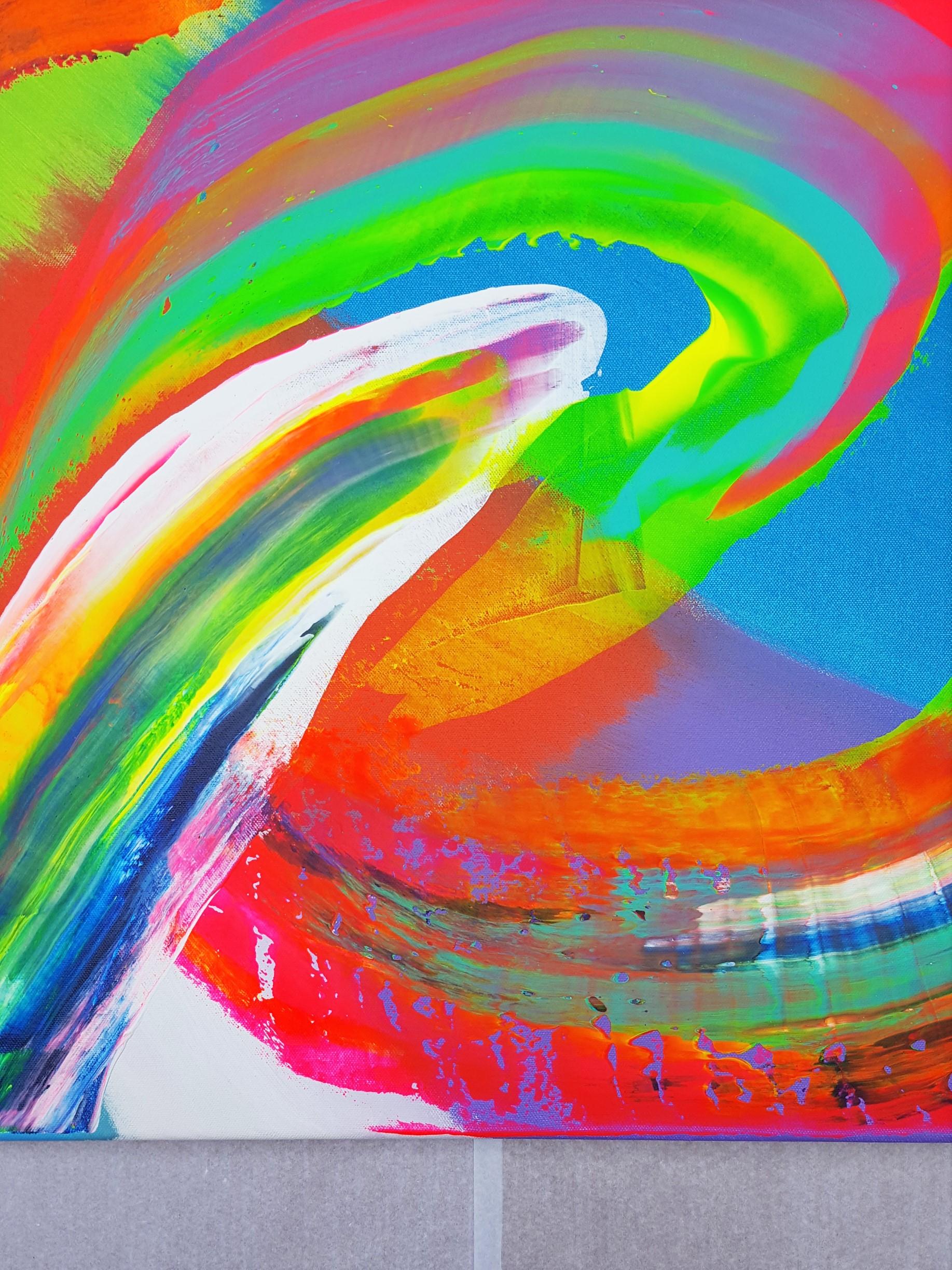 Gebirgssonnenuntergang /// Zeitgenössische abstrakte expressionistische farbenfrohe Malerei Kunst im Angebot 2