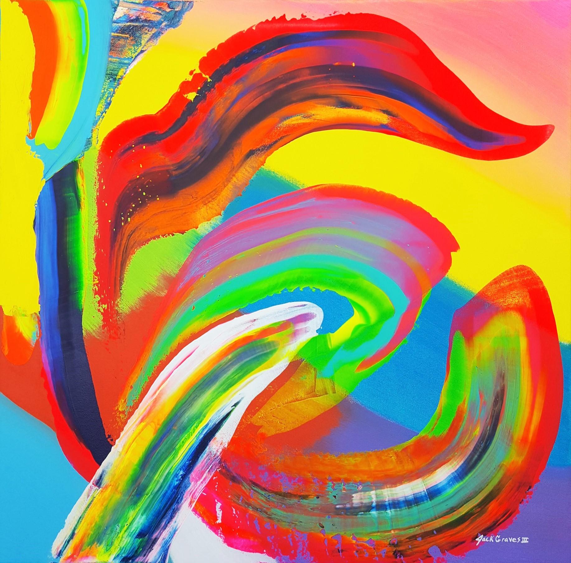 Jack Graves III Abstract Painting – Gebirgssonnenuntergang /// Zeitgenössische abstrakte expressionistische farbenfrohe Malerei Kunst