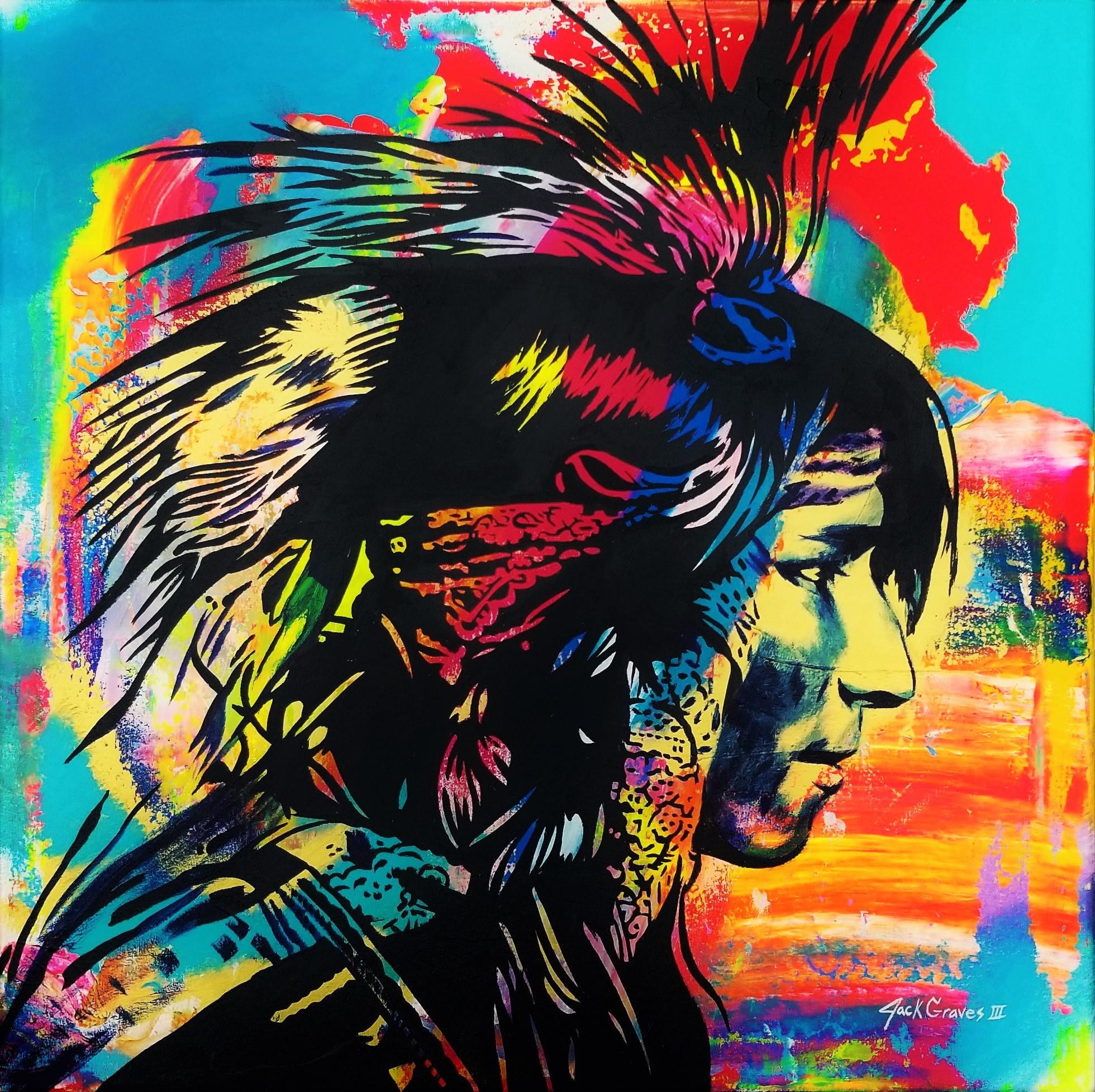 Native American Art Icone III /// Contemporain Street Pop Art Portrait Histoire