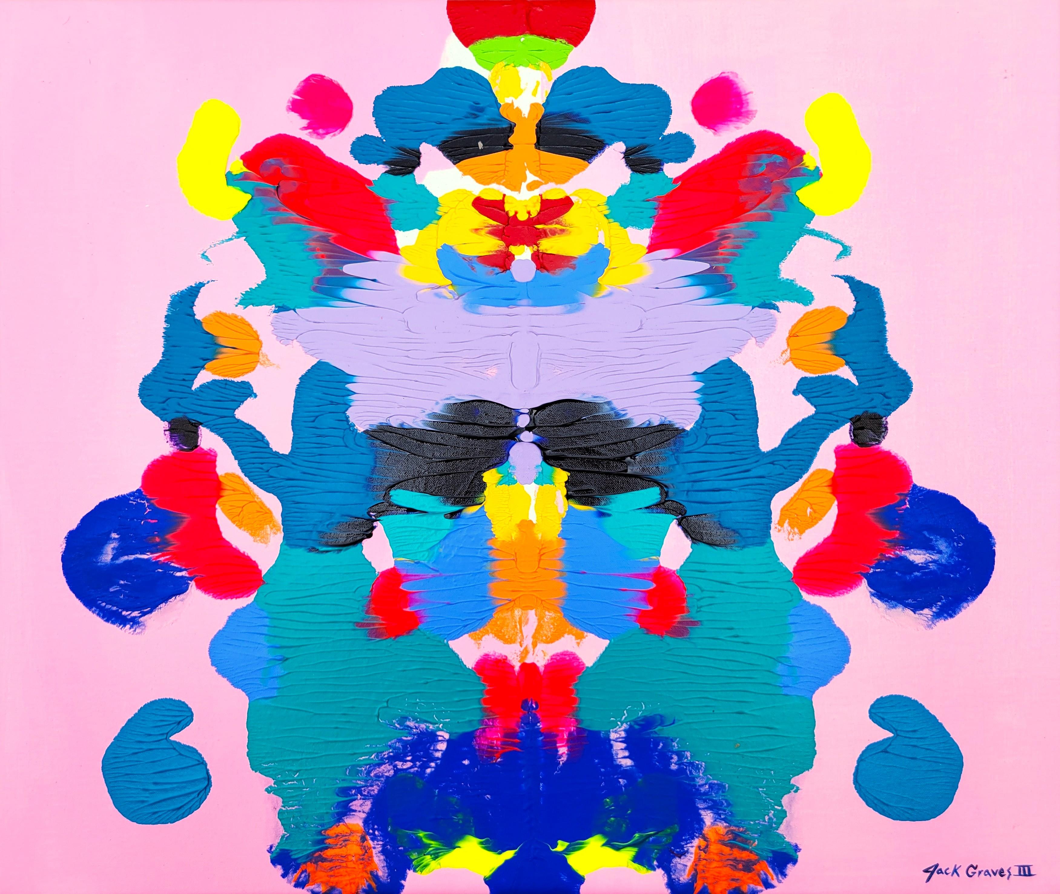 Abstract Painting di Jack Graves III - Pansy Empress /// Pittura contemporanea colorata astratta simmetrica Rorschach