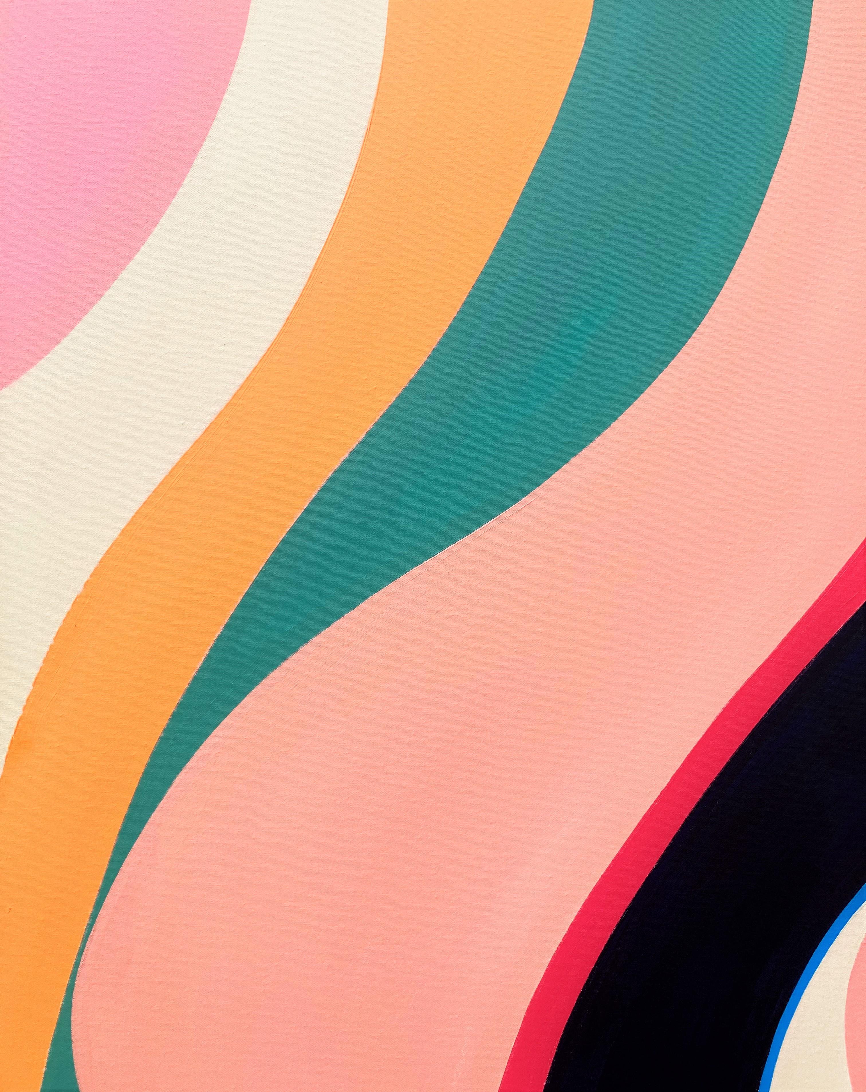 Pelican /// Contemporary Street Pop Abstract Geometric Painting Colorful Stripes - Orange Abstract Painting by Jack Graves III
